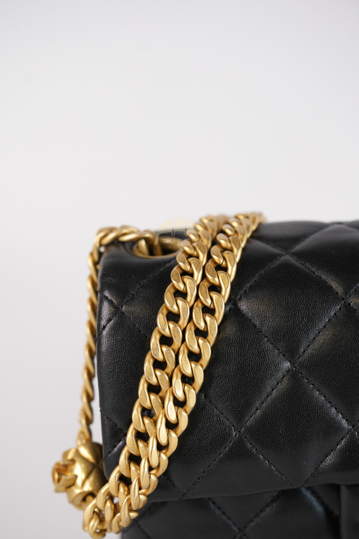 22K Flap Bag Small in Black Lambskin Leather & Gold Hardware Microchip | Purse Maison Luxury Bags Shop