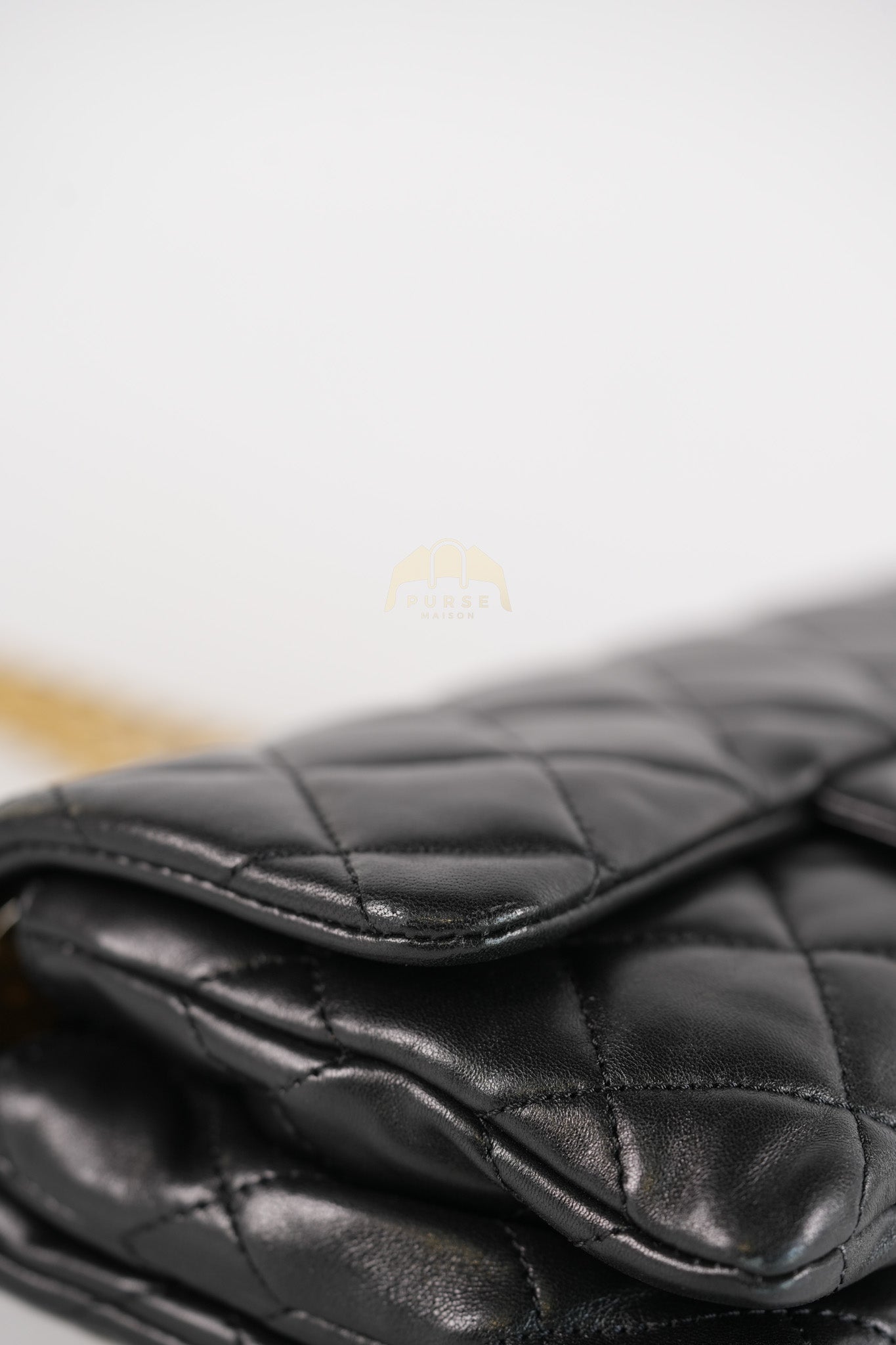 22K Flap Bag Small in Black Lambskin Leather & Gold Hardware Microchip | Purse Maison Luxury Bags Shop