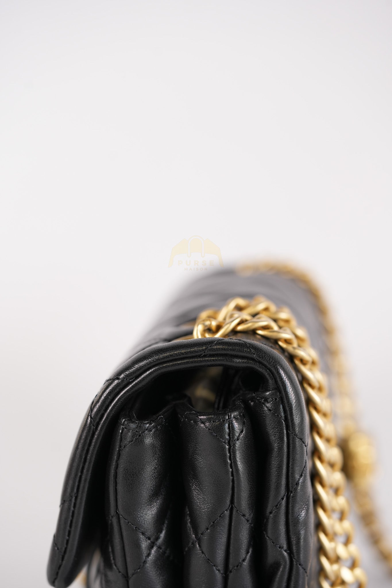 22K Flap Bag Small in Black Lambskin Leather & Gold Hardware Microchip | Purse Maison Luxury Bags Shop