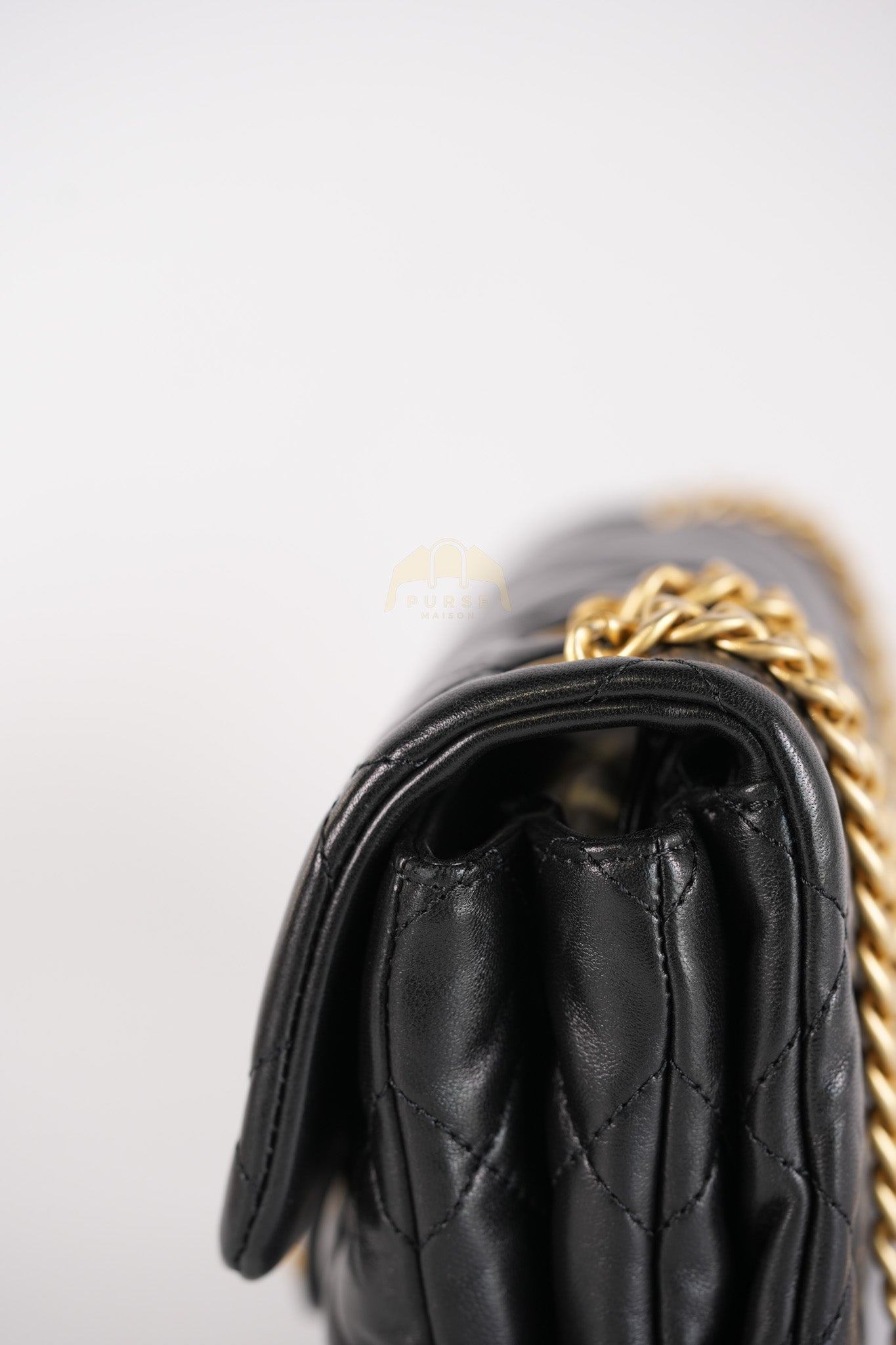 22K Flap Bag Small in Black Lambskin Leather & Gold Hardware Microchip | Purse Maison Luxury Bags Shop