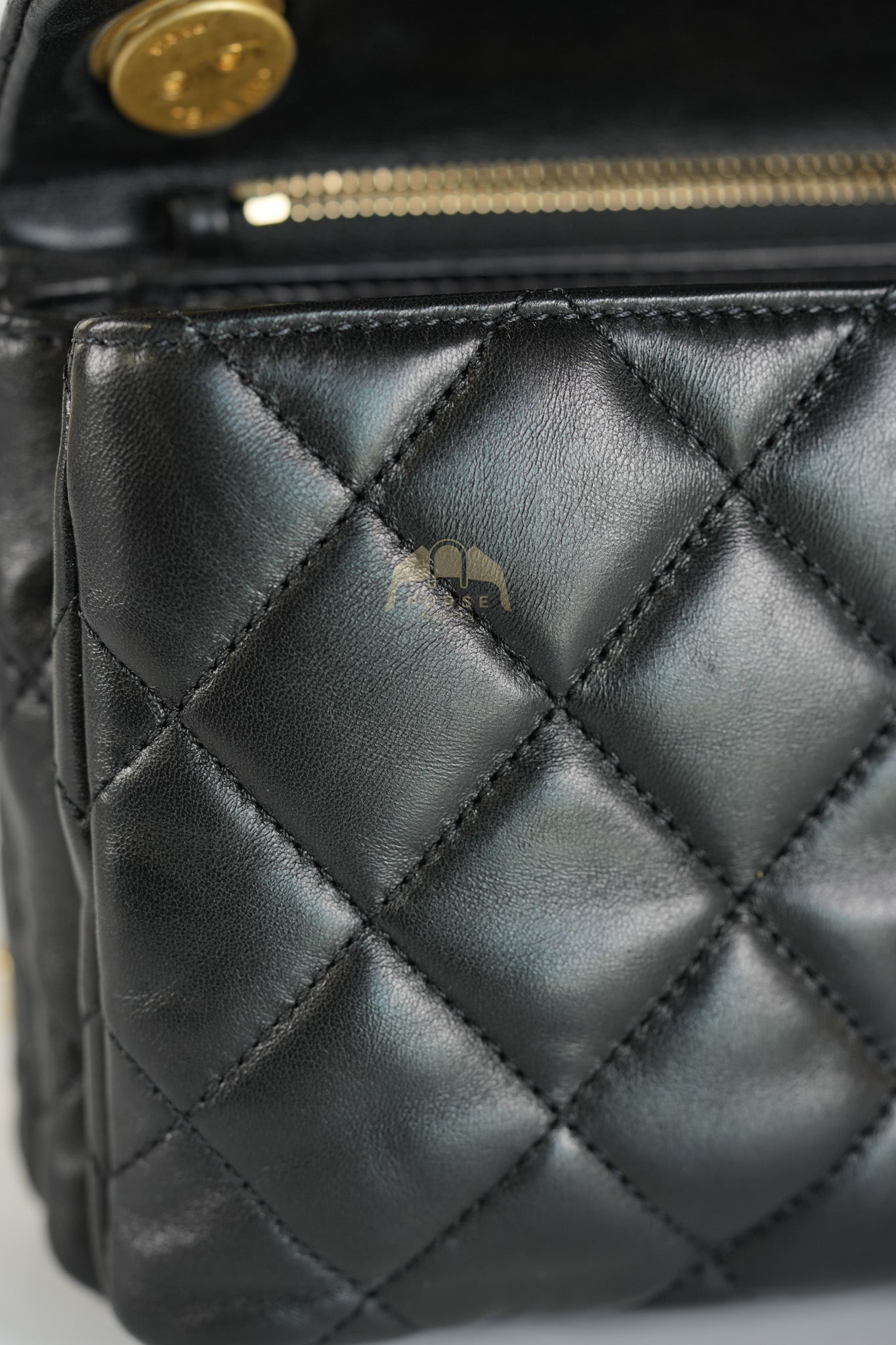 22K Flap Bag Small in Black Lambskin Leather & Gold Hardware Microchip | Purse Maison Luxury Bags Shop