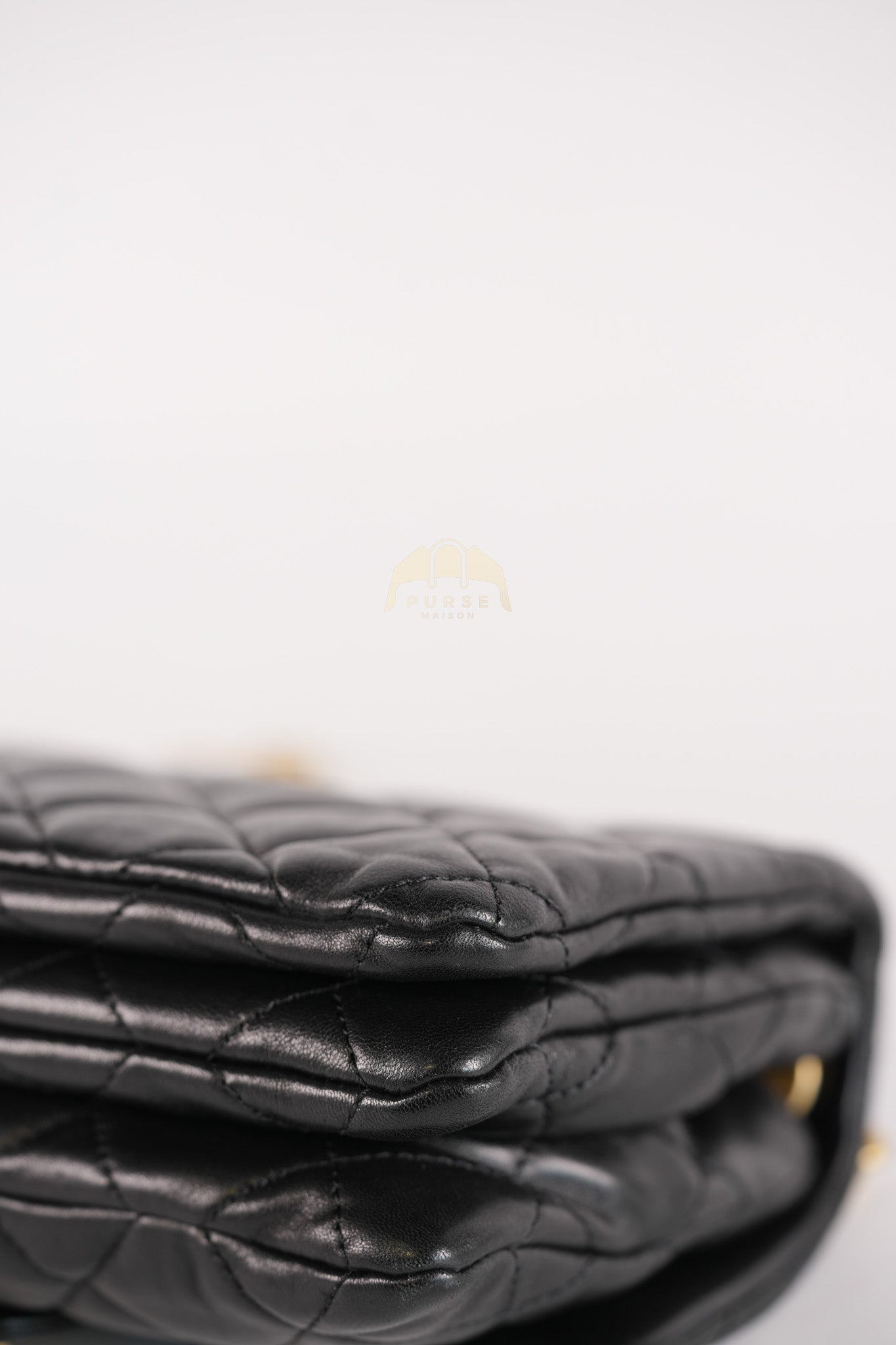 22K Flap Bag Small in Black Lambskin Leather & Gold Hardware Microchip | Purse Maison Luxury Bags Shop