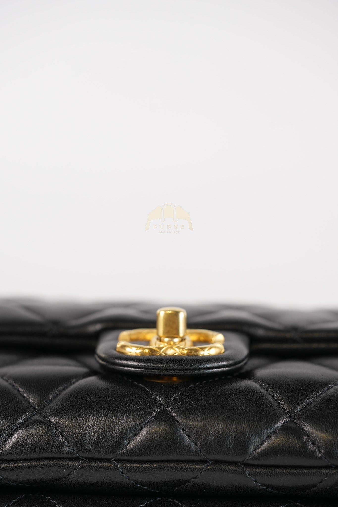 22K Flap Bag Small in Black Lambskin Leather & Gold Hardware Microchip | Purse Maison Luxury Bags Shop