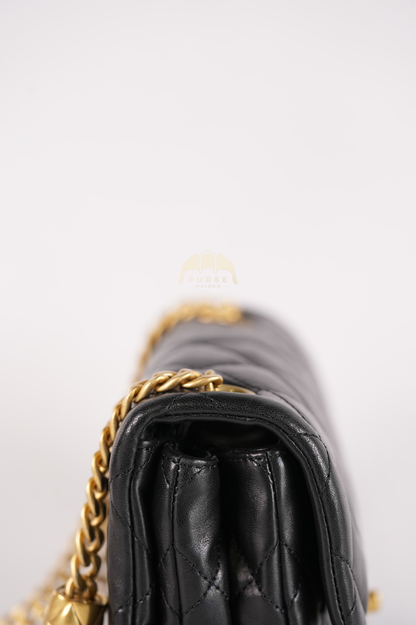 22K Flap Bag Small in Black Lambskin Leather & Gold Hardware Microchip | Purse Maison Luxury Bags Shop