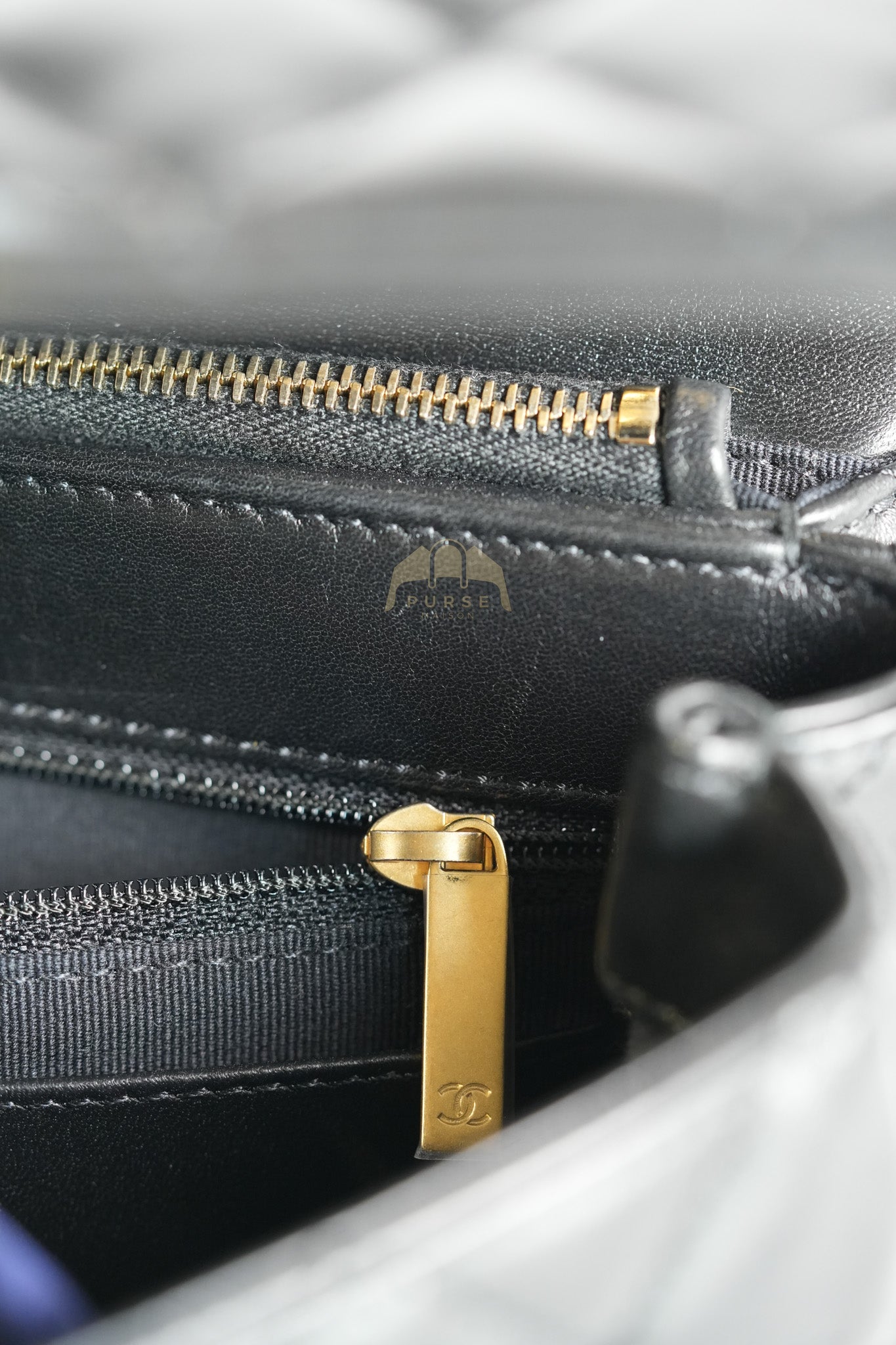 22K Flap Bag Small in Black Lambskin Leather & Gold Hardware Microchip | Purse Maison Luxury Bags Shop