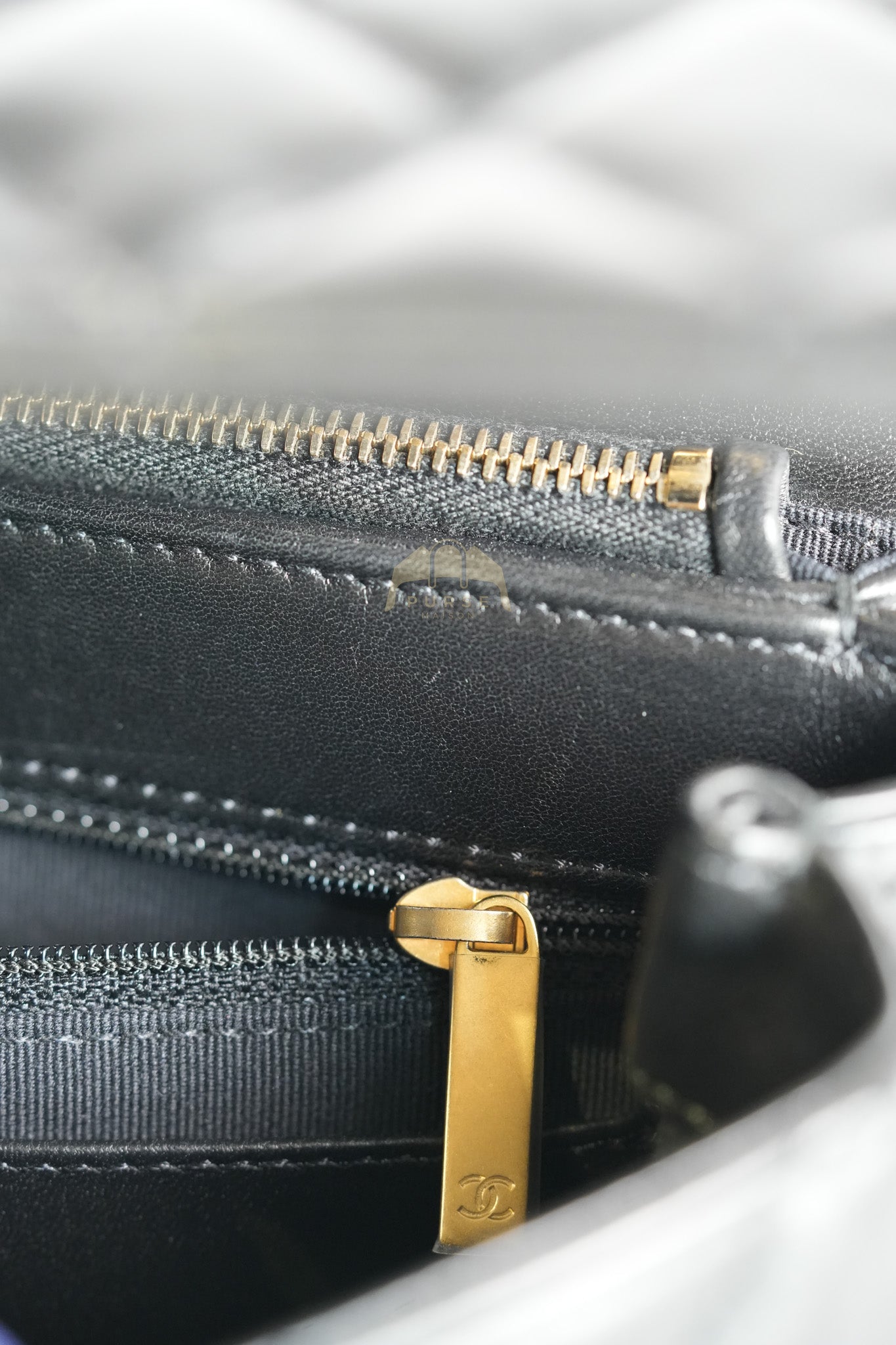 22K Flap Bag Small in Black Lambskin Leather & Gold Hardware Microchip | Purse Maison Luxury Bags Shop