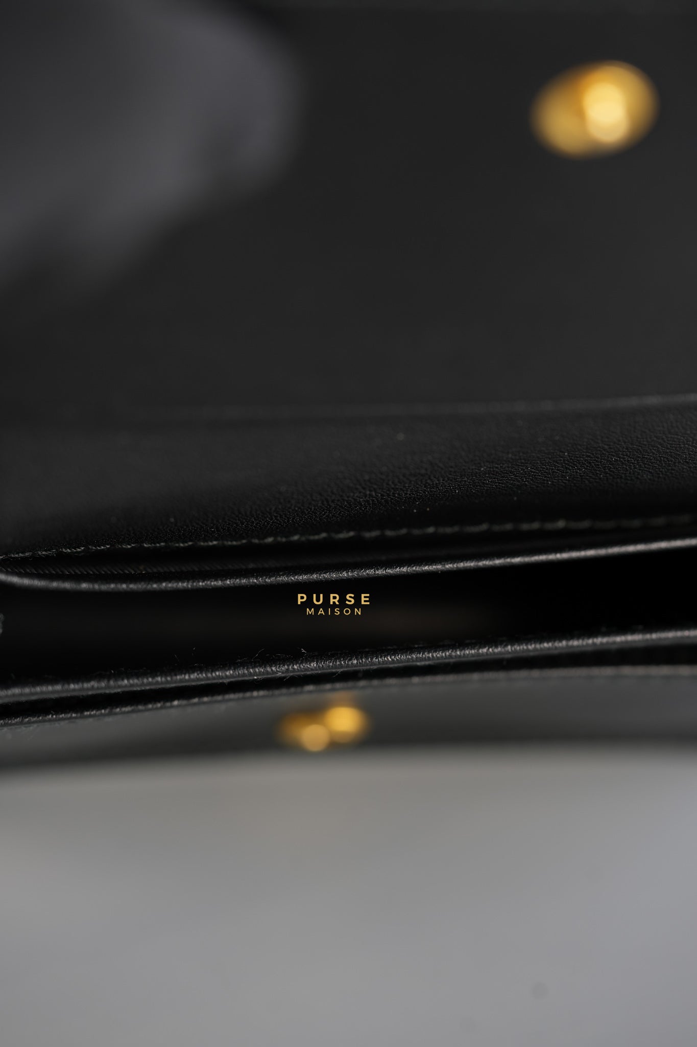 Flap Black Vitello Leather Card Holder | Purse Maison Luxury Bags Shop