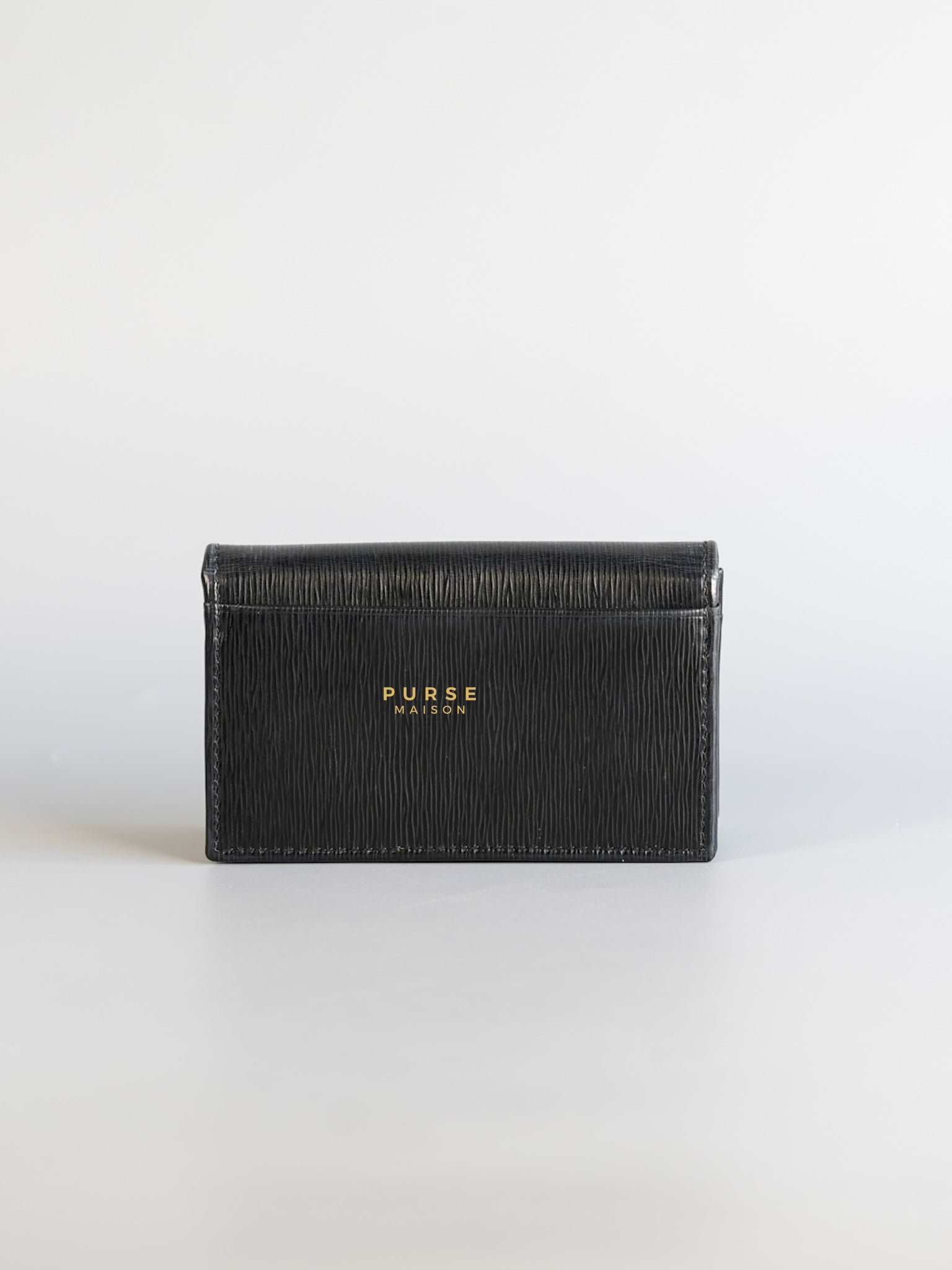 Flap Black Vitello Leather Card Holder | Purse Maison Luxury Bags Shop