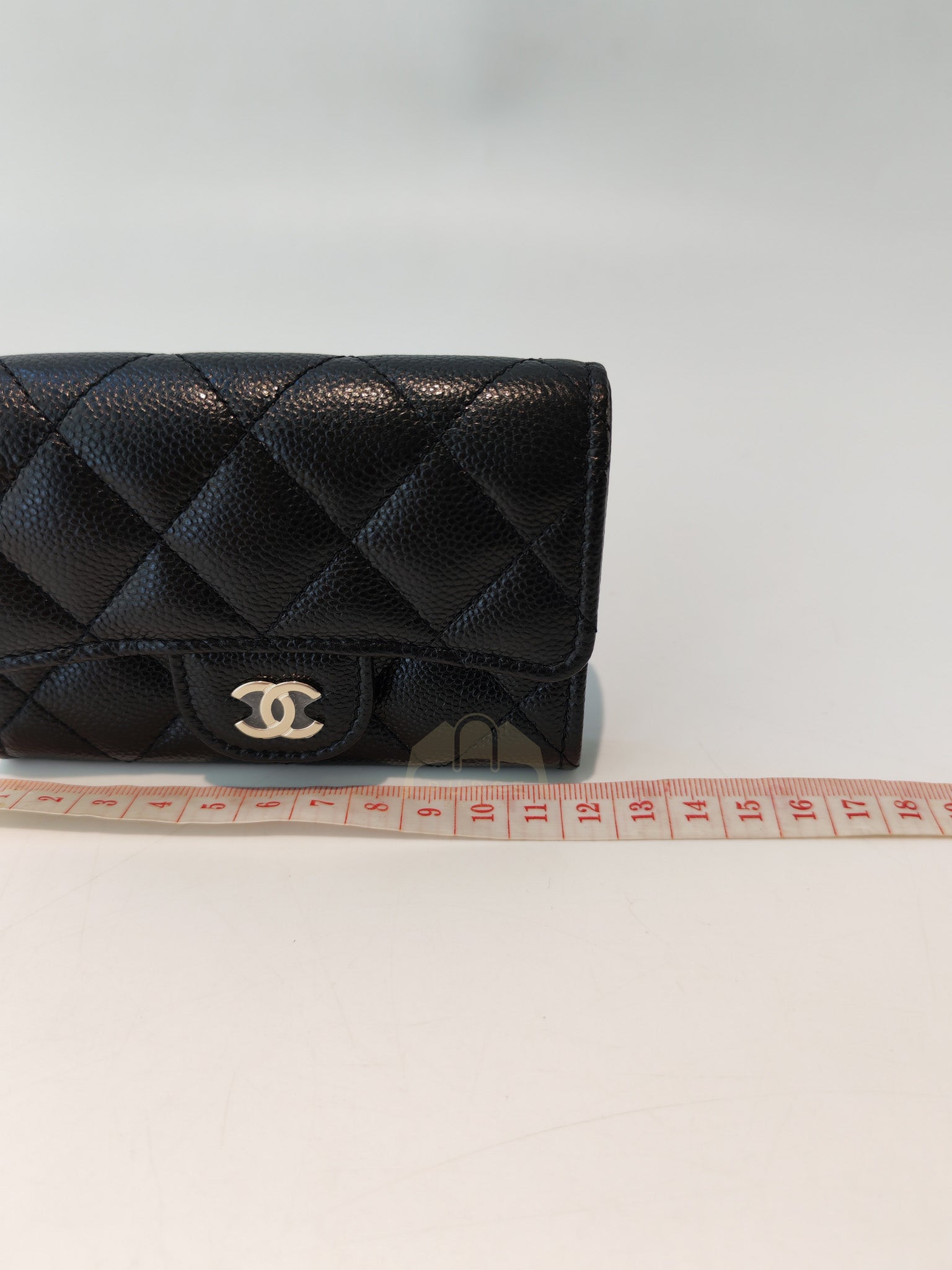 Flap Card Holder with Zipper in Black Caviar Leather and Light Gold Hardware (TG***7K) | Purse Maison Luxury Bags Shop