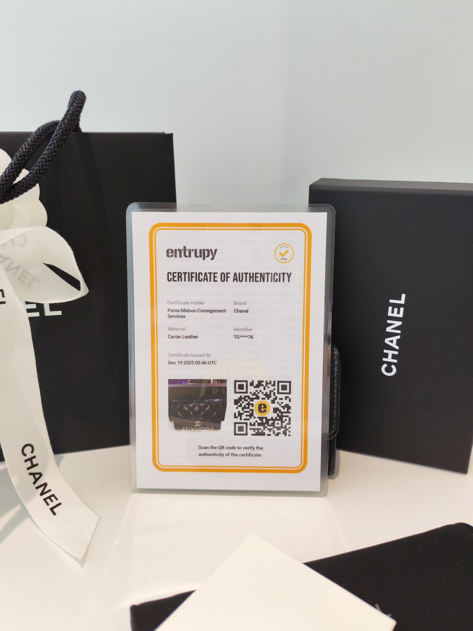 Flap Card Holder with Zipper in Black Caviar Leather and Light Gold Hardware (TG***7K) | Purse Maison Luxury Bags Shop