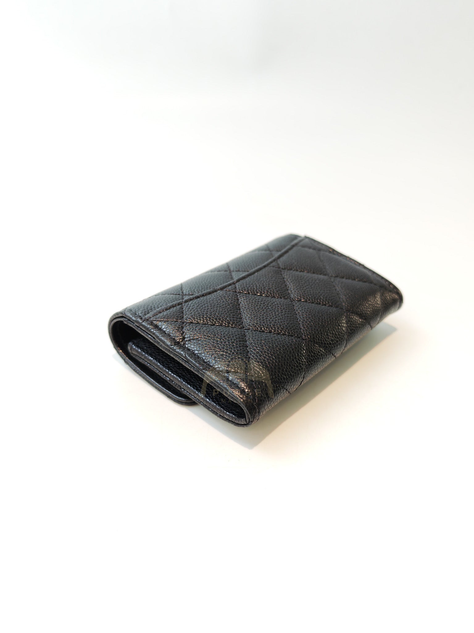 Flap Card Holder with Zipper in Black Caviar Leather & Gold Hardware Microchip(L1****70) | Purse Maison Luxury Bags Shop