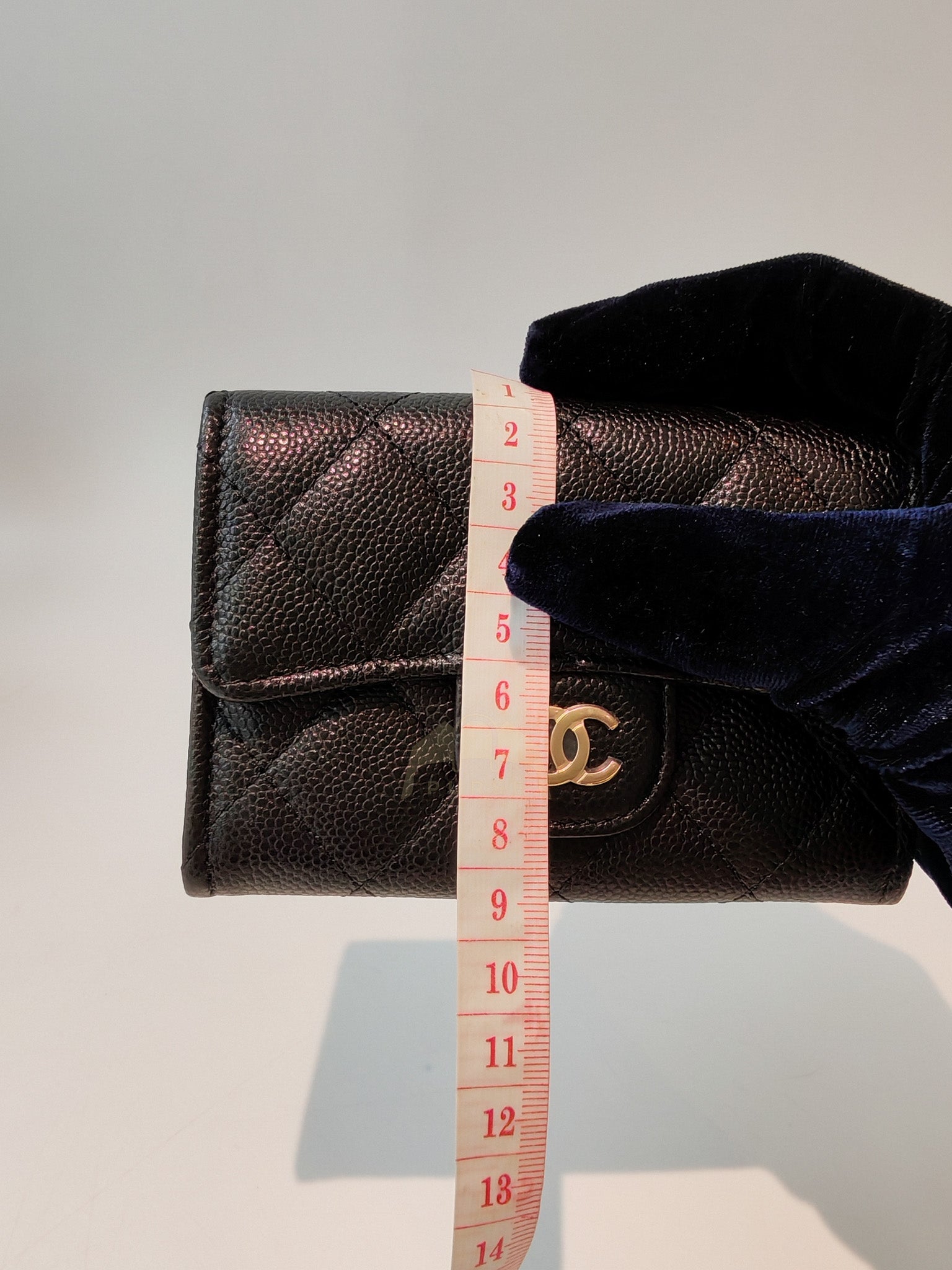Flap Card Holder with Zipper in Black Caviar Leather & Gold Hardware Microchip(L1****70) | Purse Maison Luxury Bags Shop