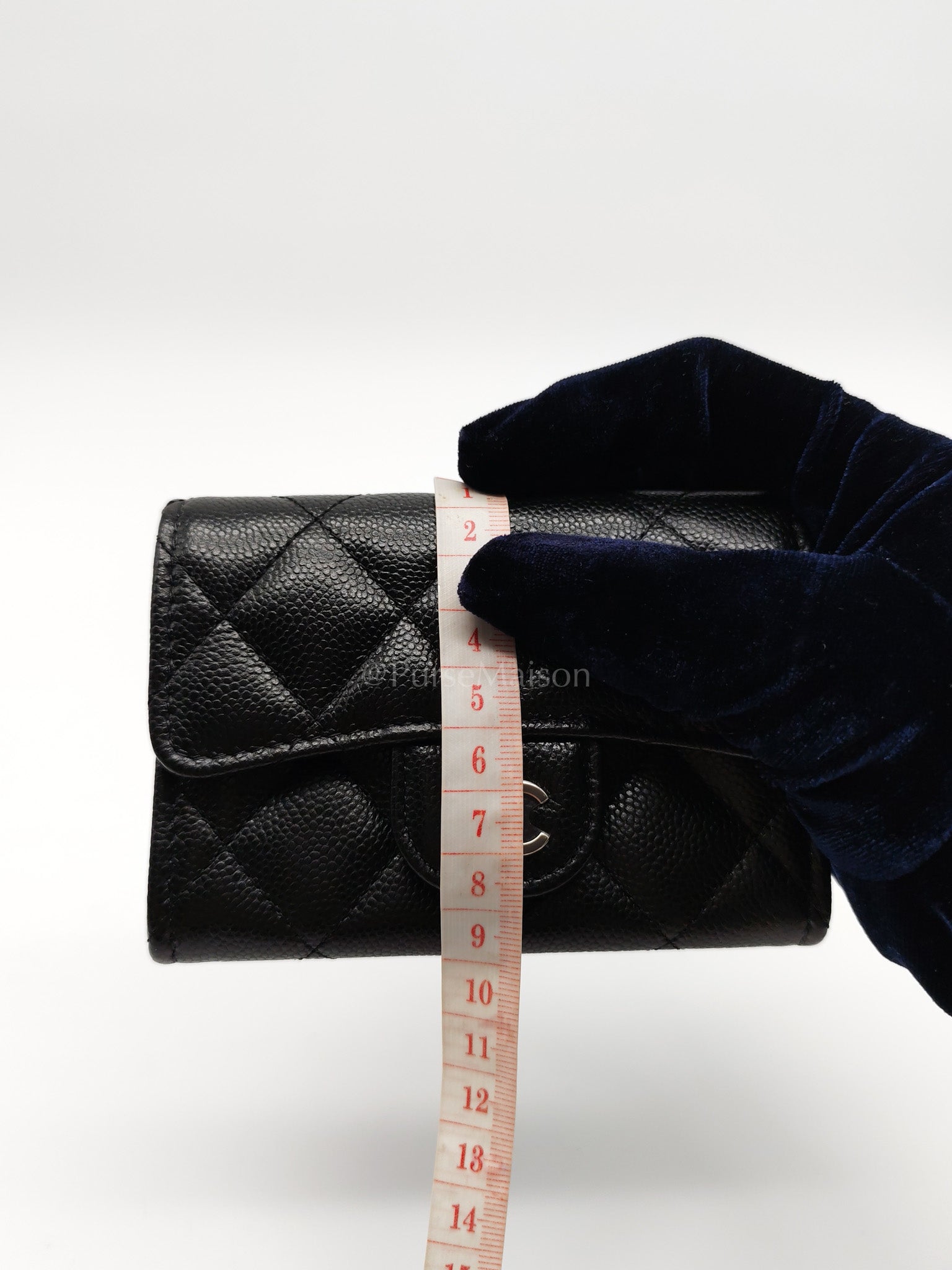 Flap Card Holder with Zipper in Black Quilted and Light Gold Hardware (Microchip) C9****6G | Purse Maison Luxury Bags Shop