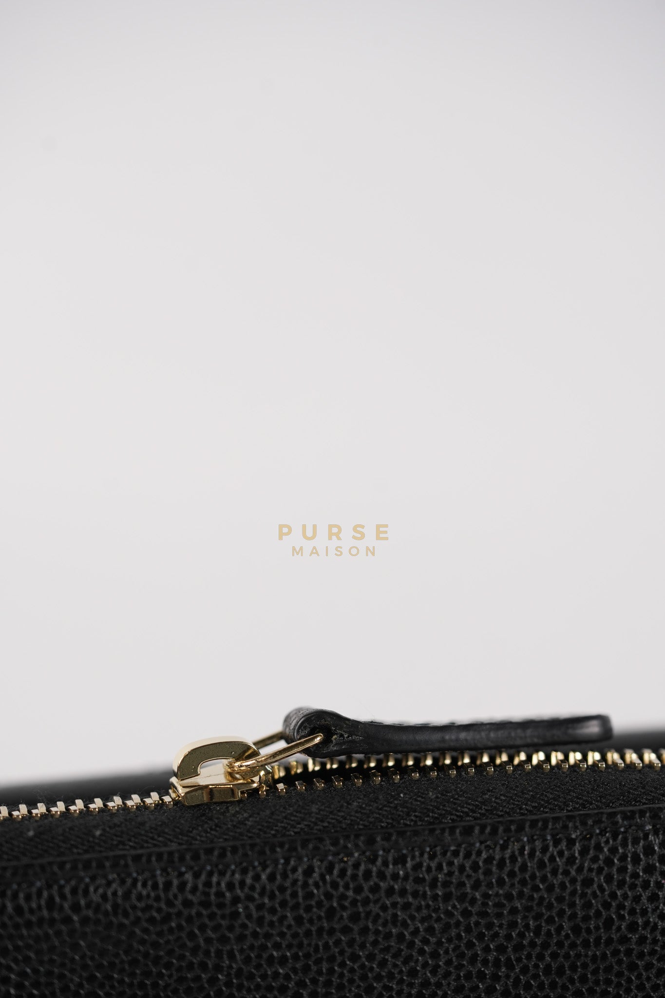 Flap Phone Holder in Black Caviar Leather Light Gold Hardware (Microchip) | Purse Maison Luxury Bags Shop