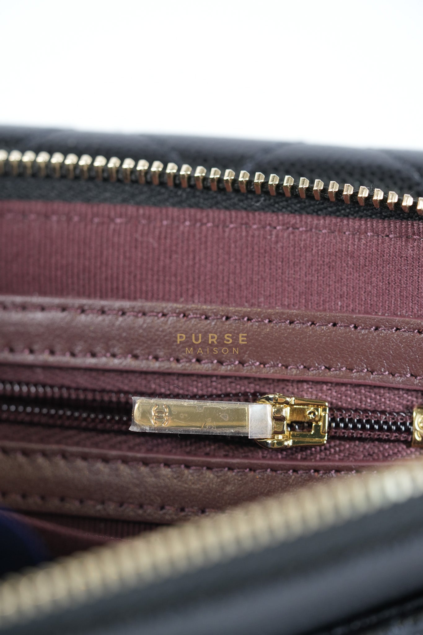 Flap Phone Holder in Black Caviar Leather Light Gold Hardware (Microchip) | Purse Maison Luxury Bags Shop