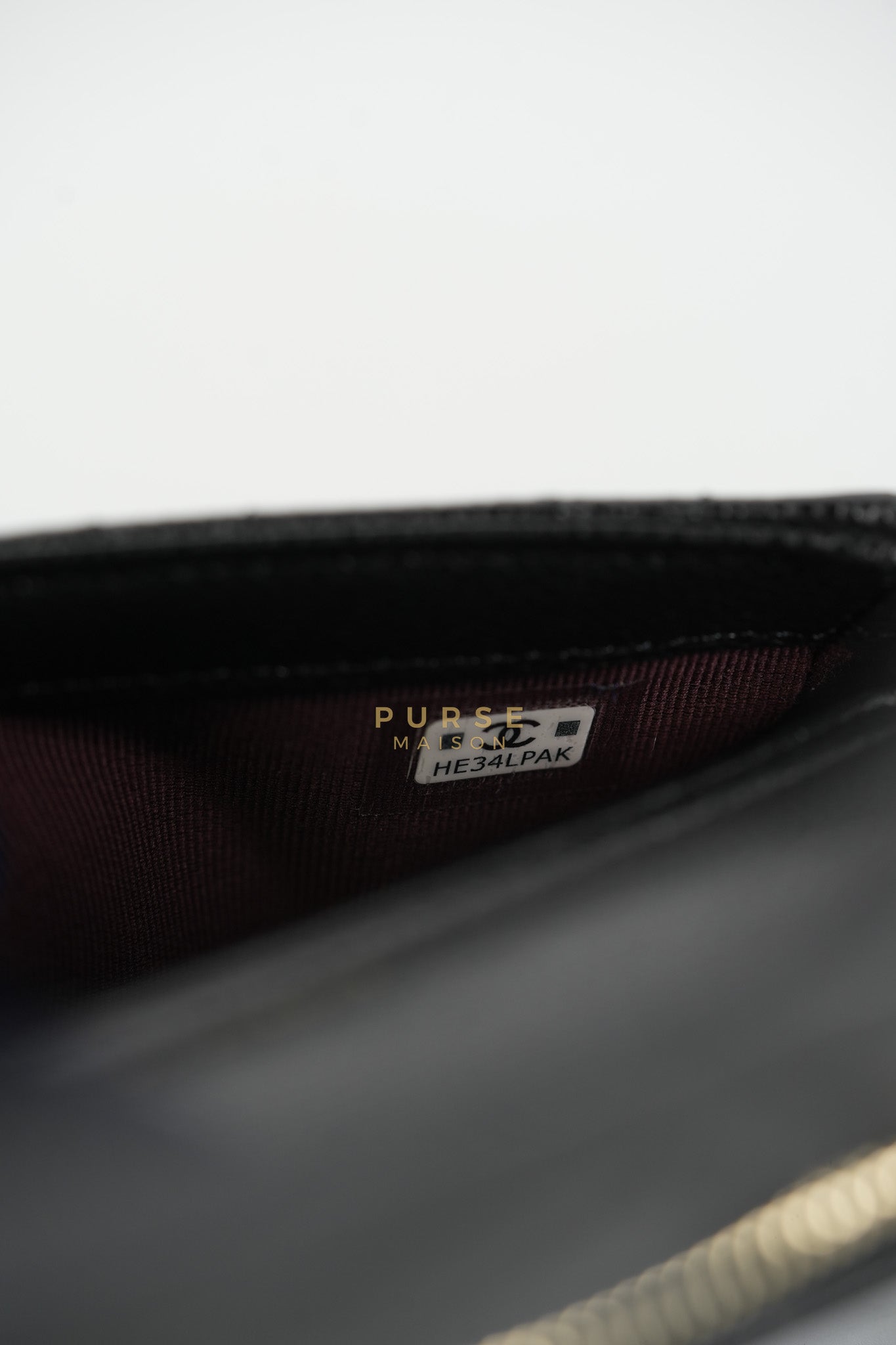 Flap Phone Holder in Black Caviar Leather Light Gold Hardware (Microchip) | Purse Maison Luxury Bags Shop