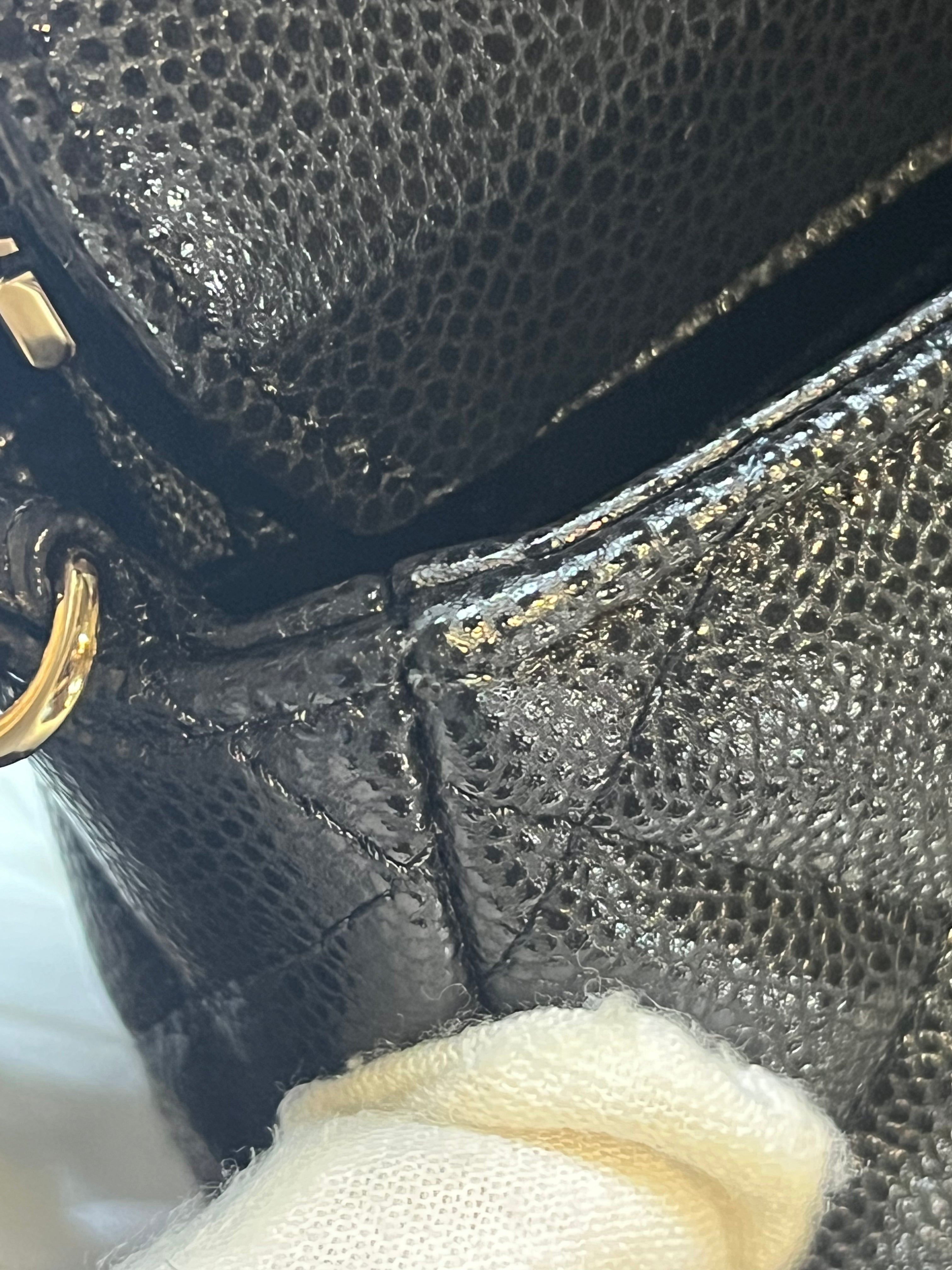 Flap Phone Holder in Black Caviar Leather Light Gold Hardware (Microchip) | Purse Maison Luxury Bags Shop