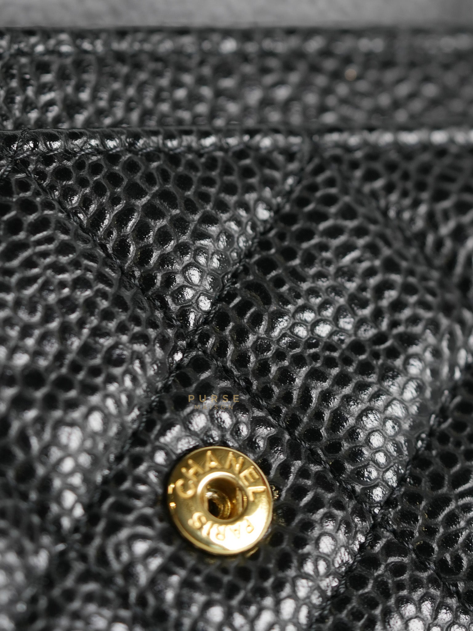 Bi-Fold Wallet In Black Quilted Caviar Leather Gold Hardware Series 30 | Purse Maison Luxury Bags Shop