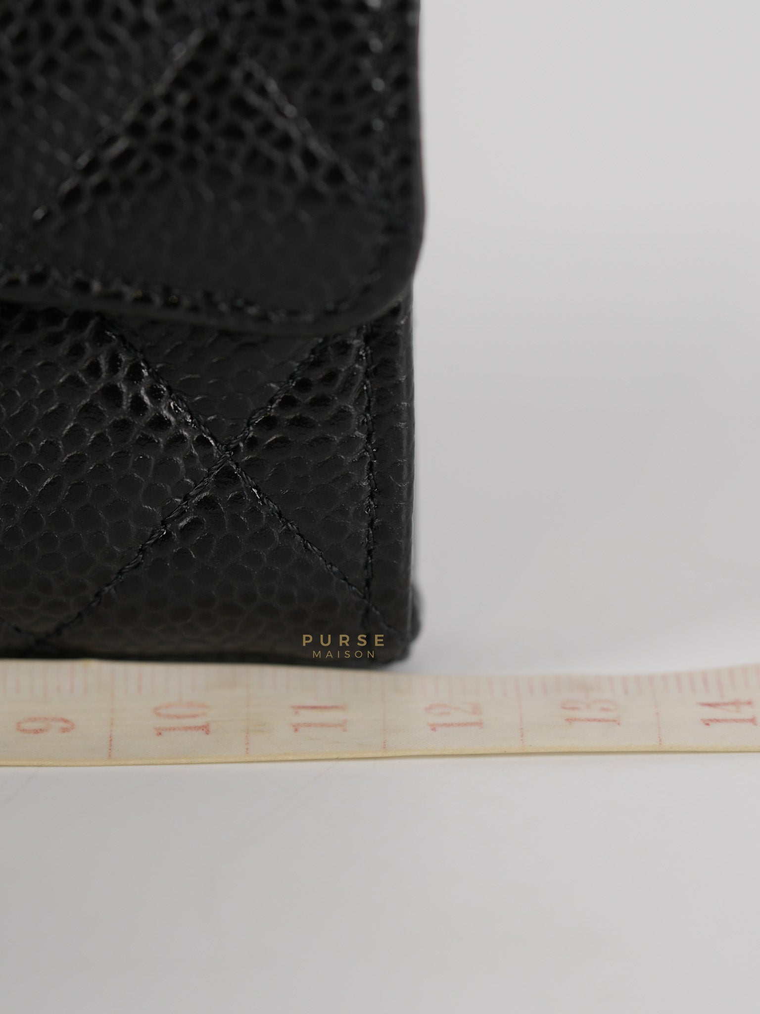 Bi-Fold Wallet In Black Quilted Caviar Leather Gold Hardware Series 30 | Purse Maison Luxury Bags Shop