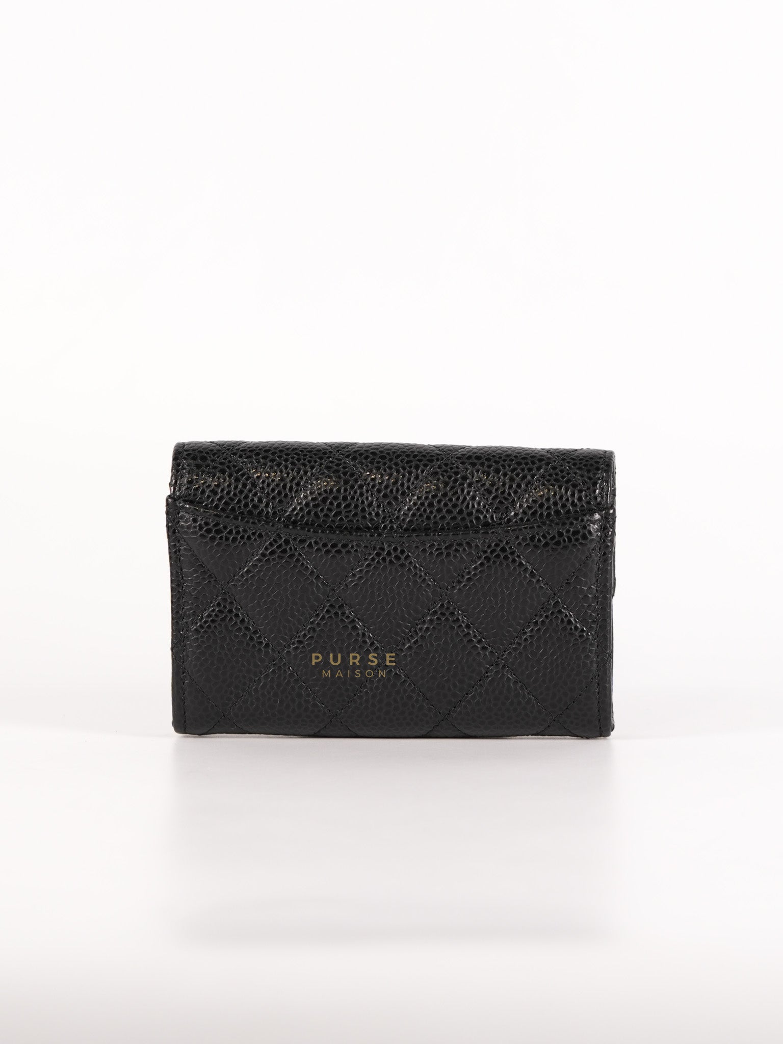Bi-Fold Wallet In Black Quilted Caviar Leather Gold Hardware Series 30 | Purse Maison Luxury Bags Shop