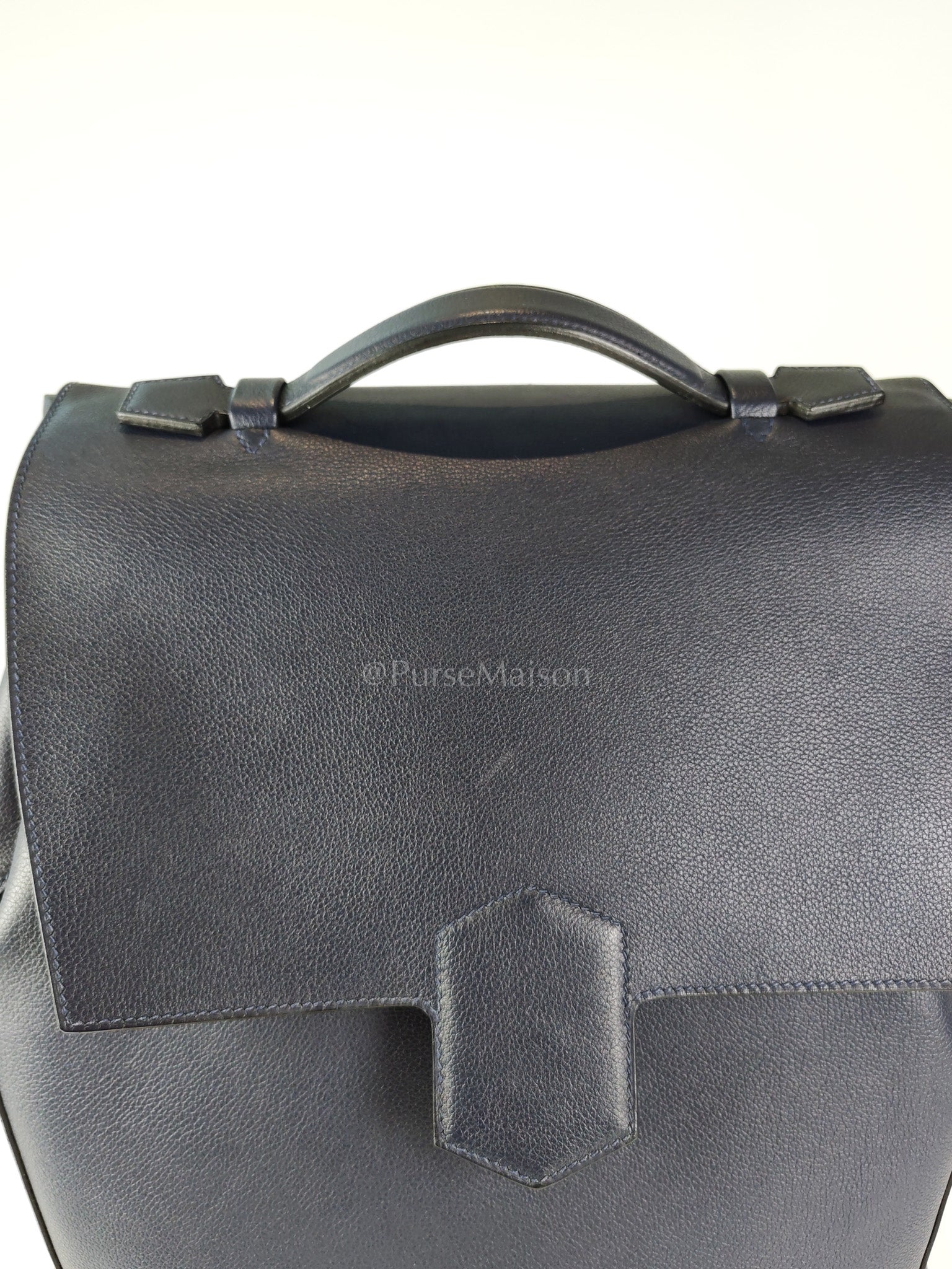 Flash Backpack Blue Nuit in Evercolor Leather and Palladium Hardware Stamp D (2019) | Purse Maison Luxury Bags Shop