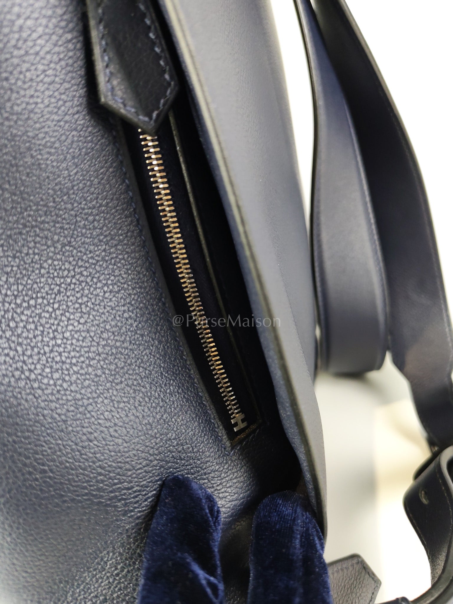 Flash Backpack Blue Nuit in Evercolor Leather and Palladium Hardware Stamp D (2019) | Purse Maison Luxury Bags Shop