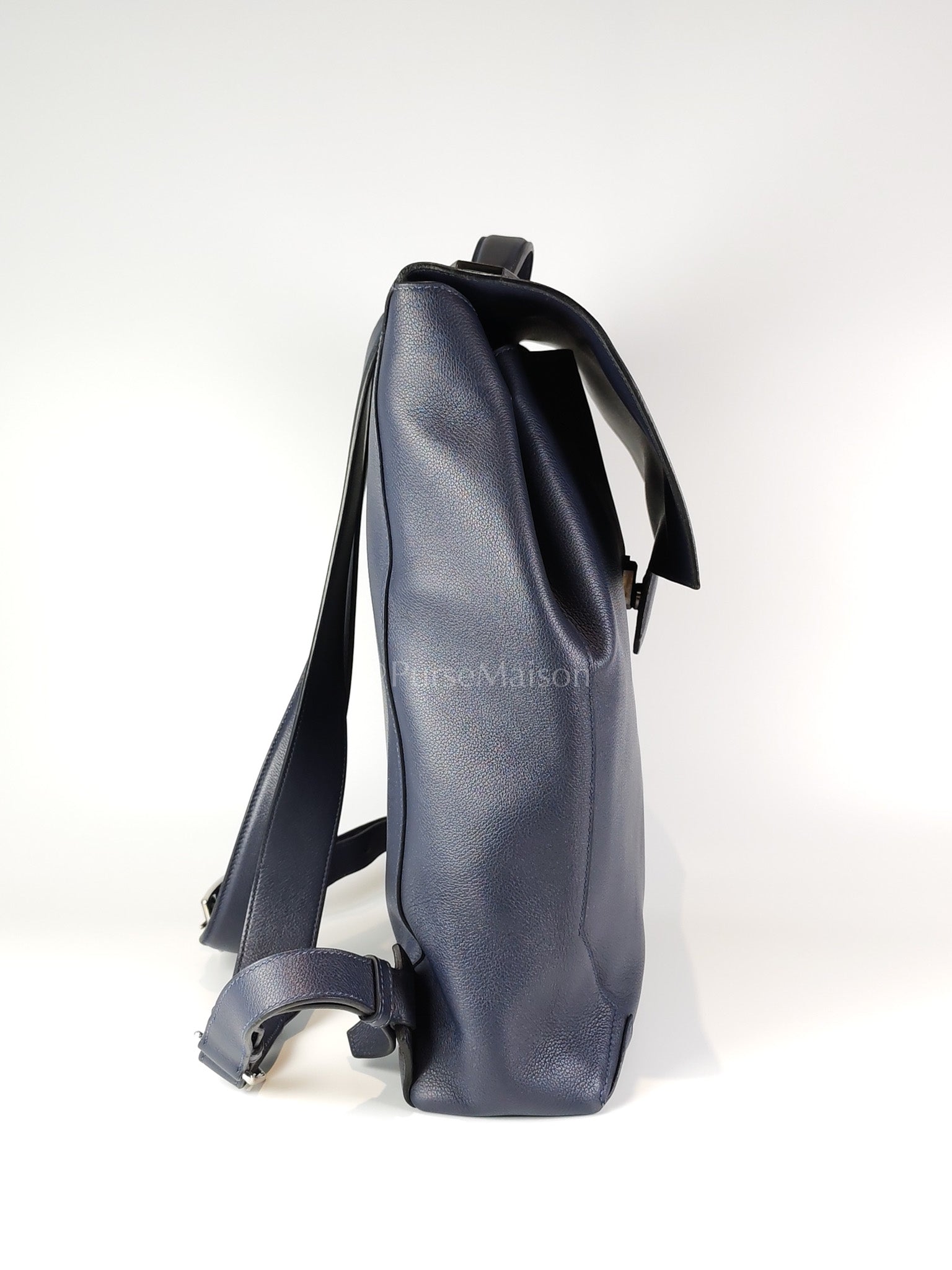 Flash Backpack Blue Nuit in Evercolor Leather and Palladium Hardware Stamp D (2019) | Purse Maison Luxury Bags Shop