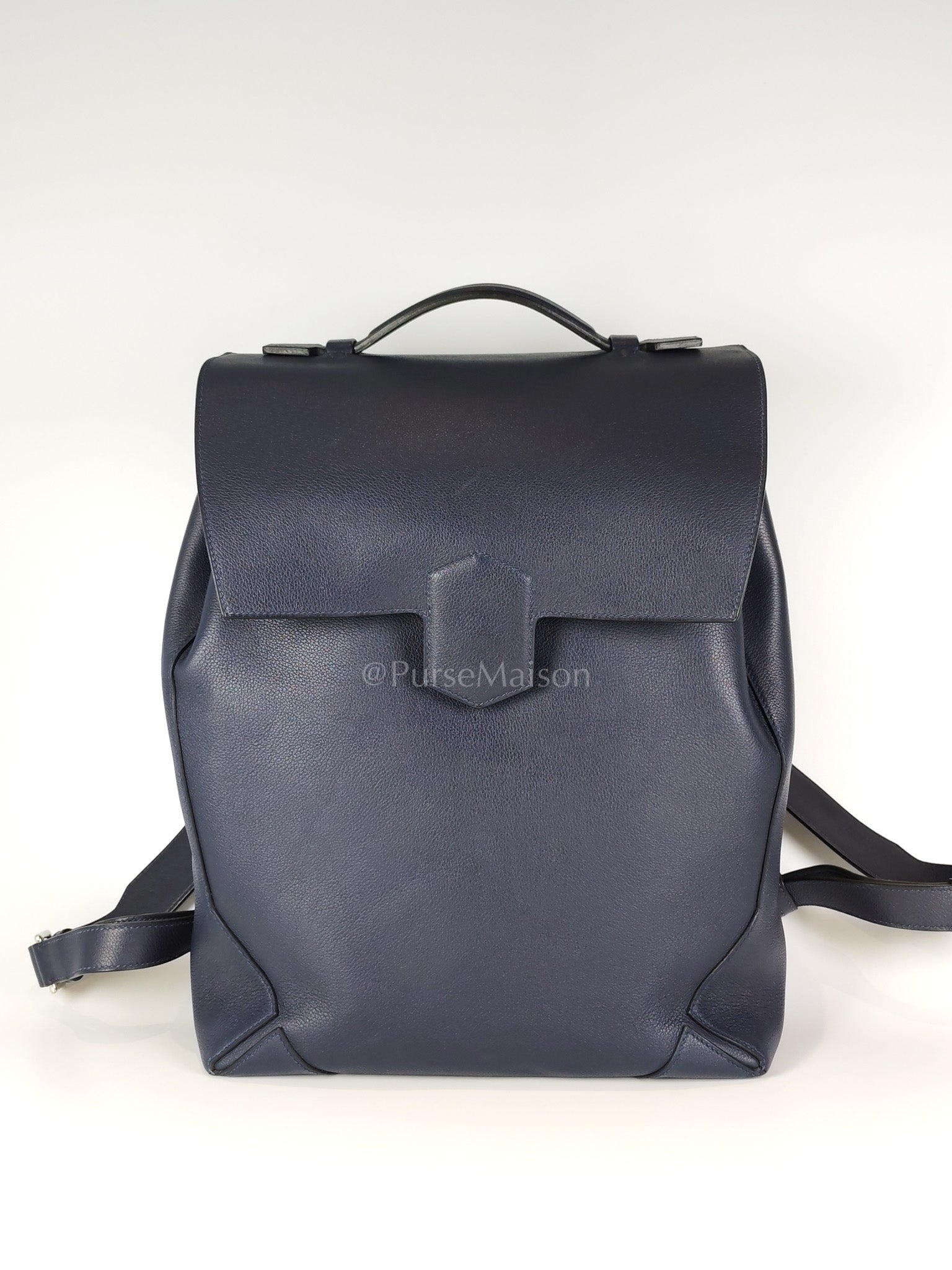 Flash Backpack Blue Nuit in Evercolor Leather and Palladium Hardware Stamp D (2019) | Purse Maison Luxury Bags Shop
