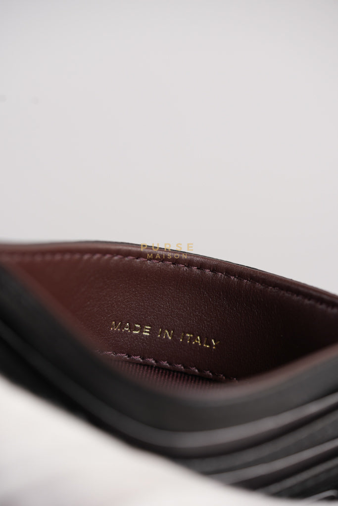 Flat Card Holder Black Caviar Leather in Light Gold Hardware (Microchip) | Purse Maison Luxury Bags Shop
