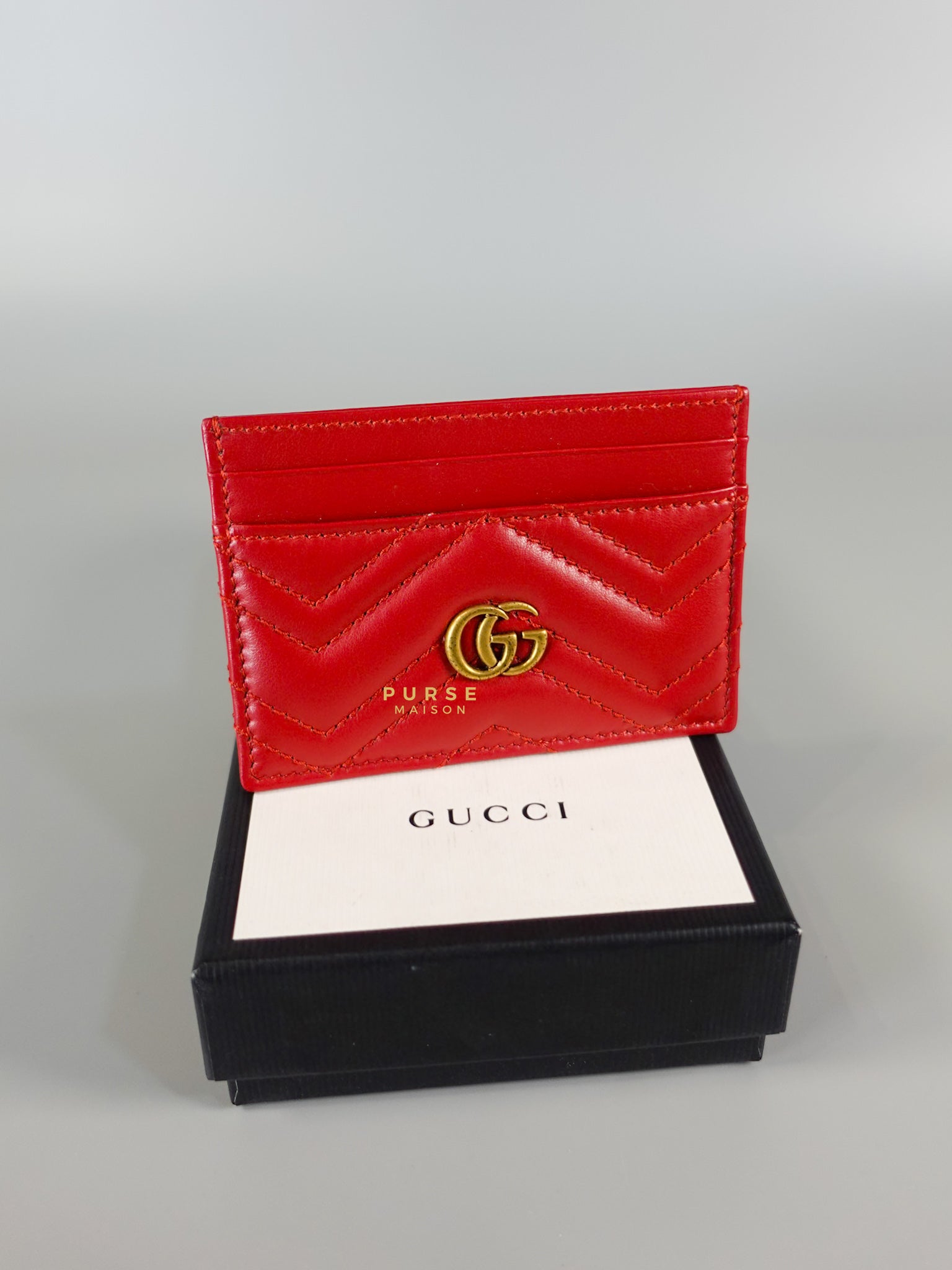 Flat Cardholder in Red Leather | Purse Maison Luxury Bags Shop