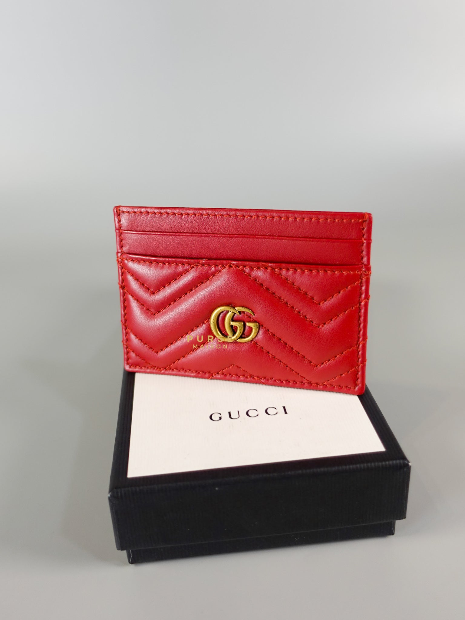 Flat Cardholder in Red Leather | Purse Maison Luxury Bags Shop