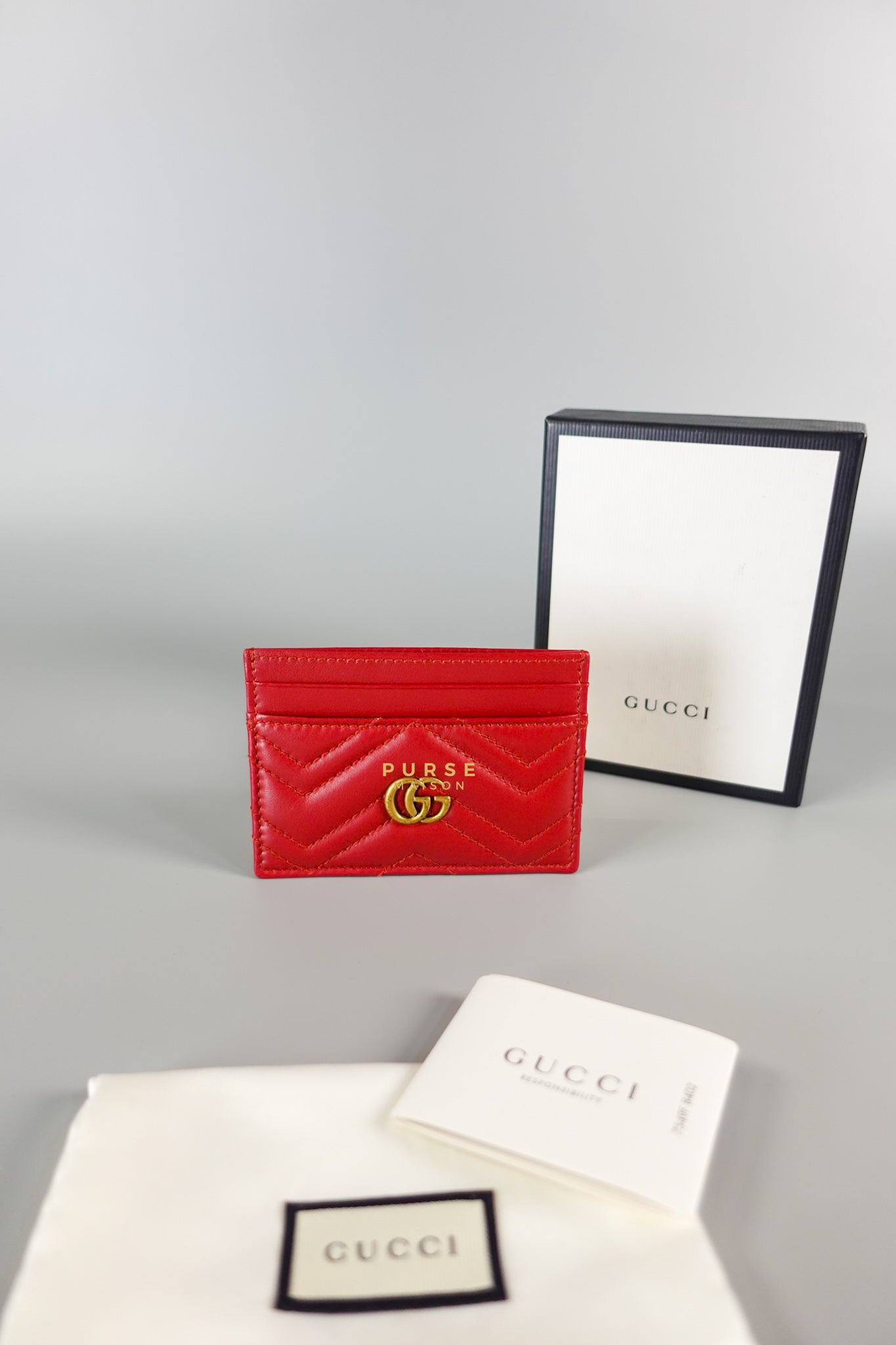 Flat Cardholder in Red Leather | Purse Maison Luxury Bags Shop