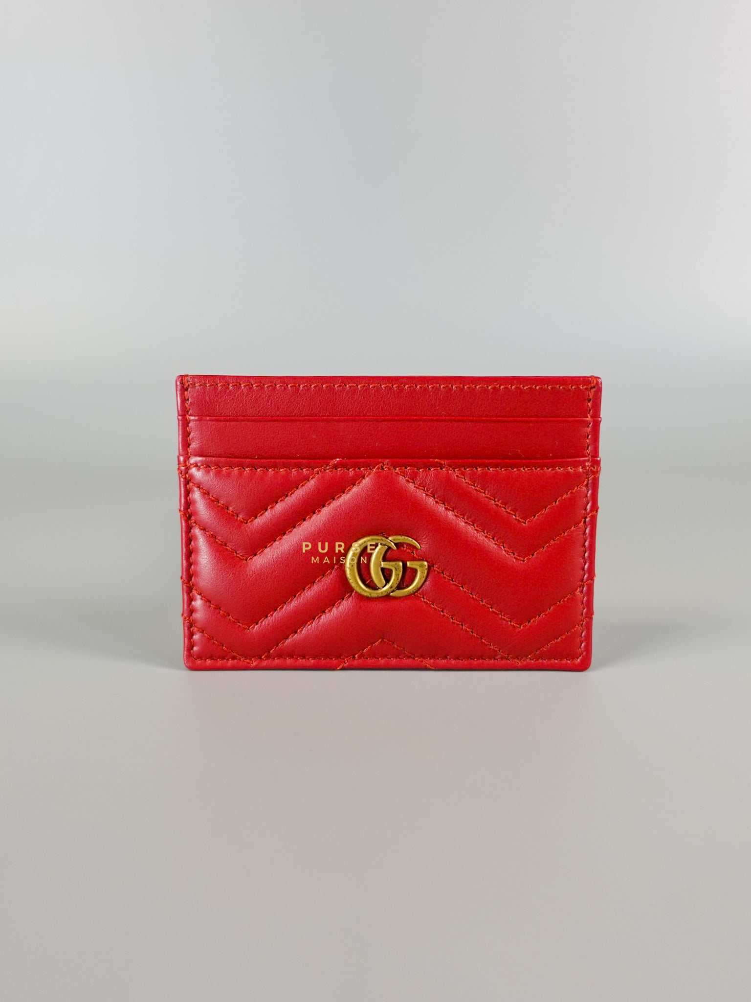 Flat Cardholder in Red Leather | Purse Maison Luxury Bags Shop