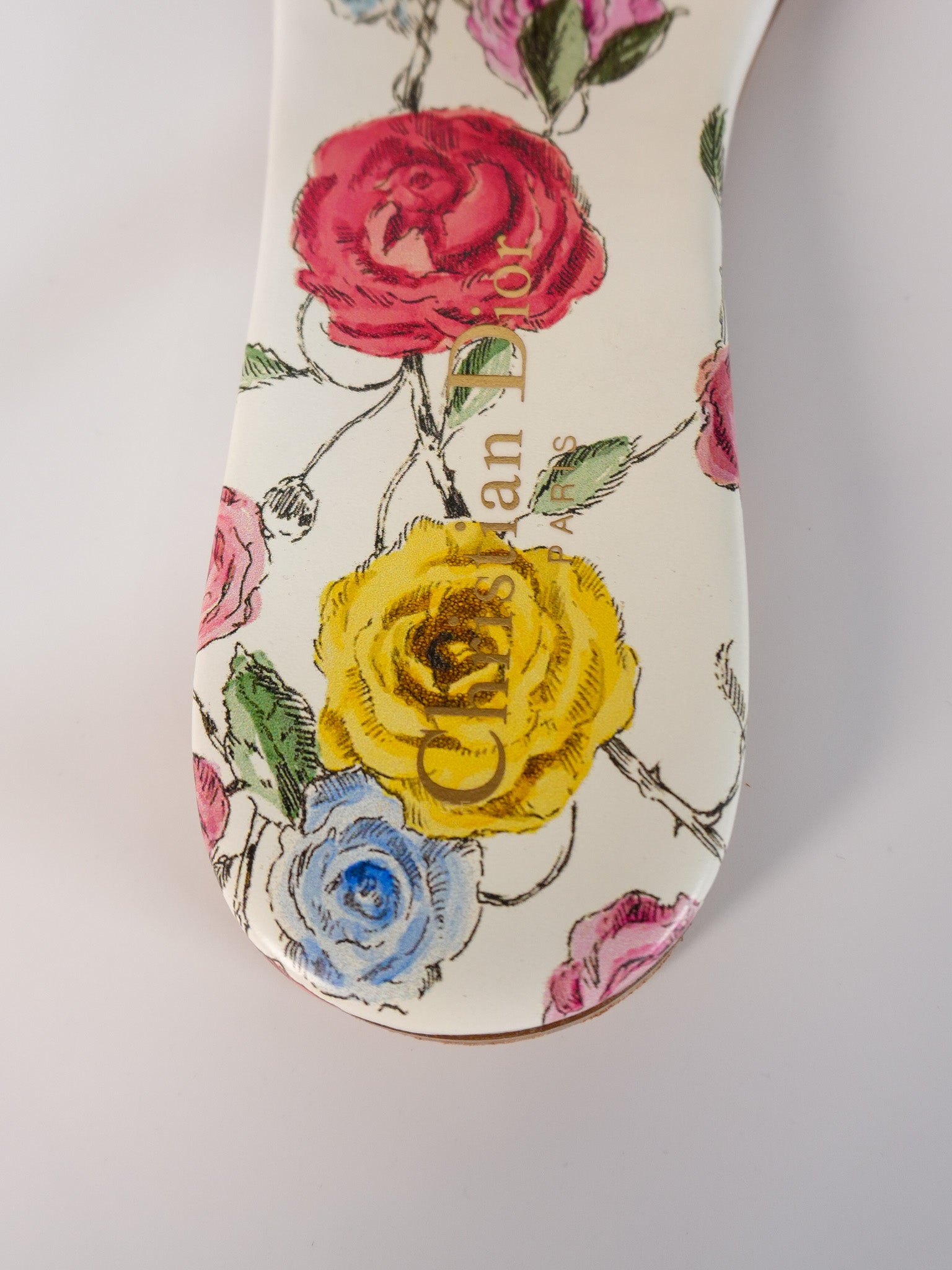 Flat Dway Leather White & Mules with Sole Protector Size 37 EU(23 cm) | Purse Maison Luxury Bags Shop