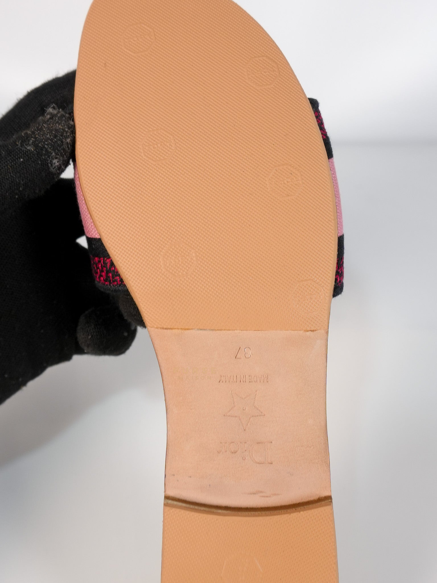 Flat Dway Leather White & Mules with Sole Protector Size 37 EU(23 cm) | Purse Maison Luxury Bags Shop