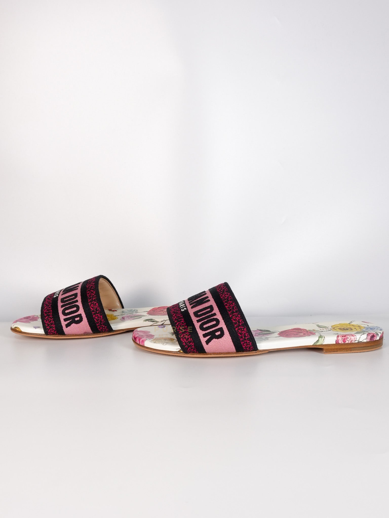 Flat Dway Leather White & Mules with Sole Protector Size 37 EU(23 cm) | Purse Maison Luxury Bags Shop