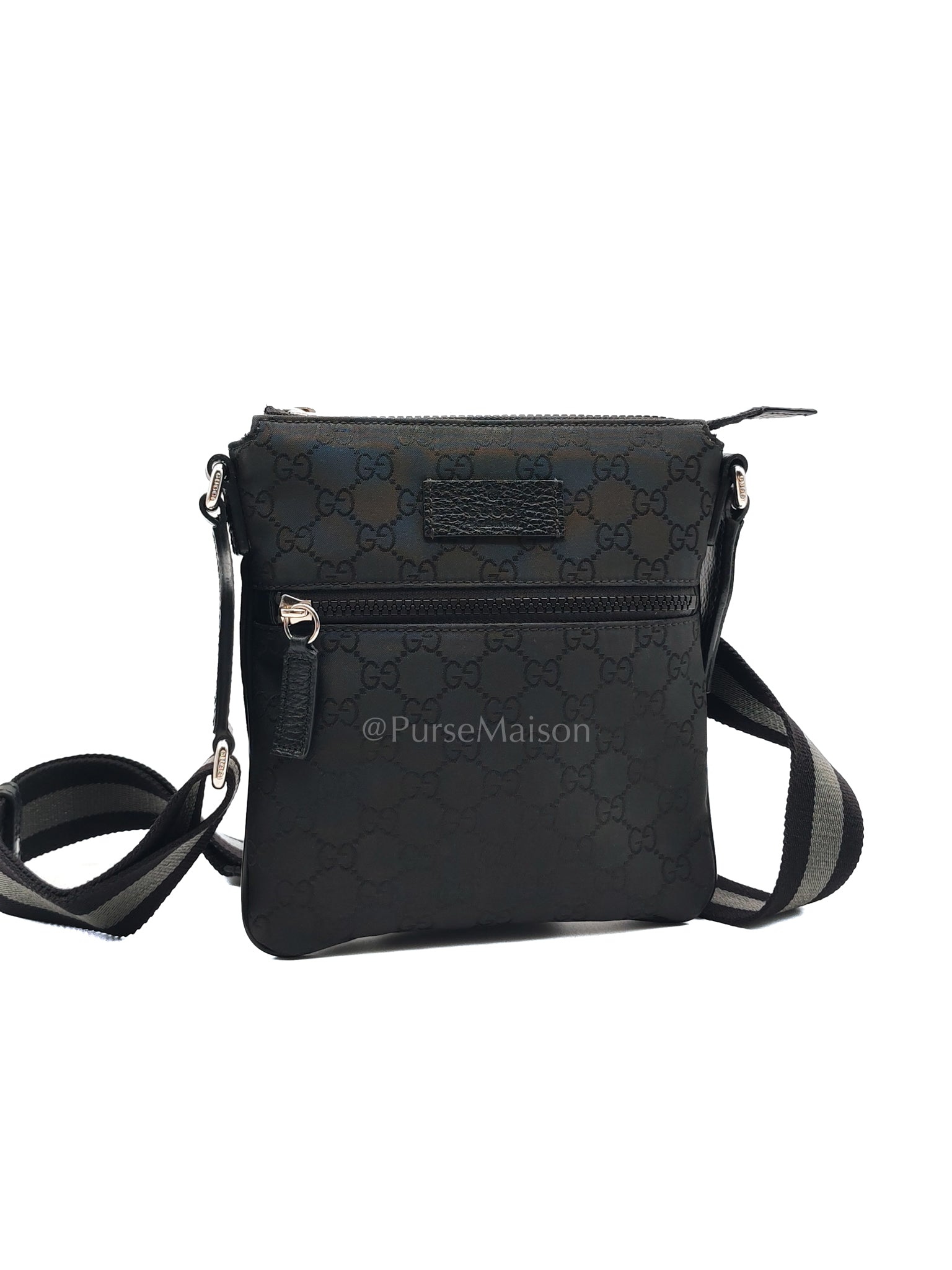 Flat Messenger Bag Mini in Black GG Nylon Monogram | Purse Maison Luxury Bags Shop