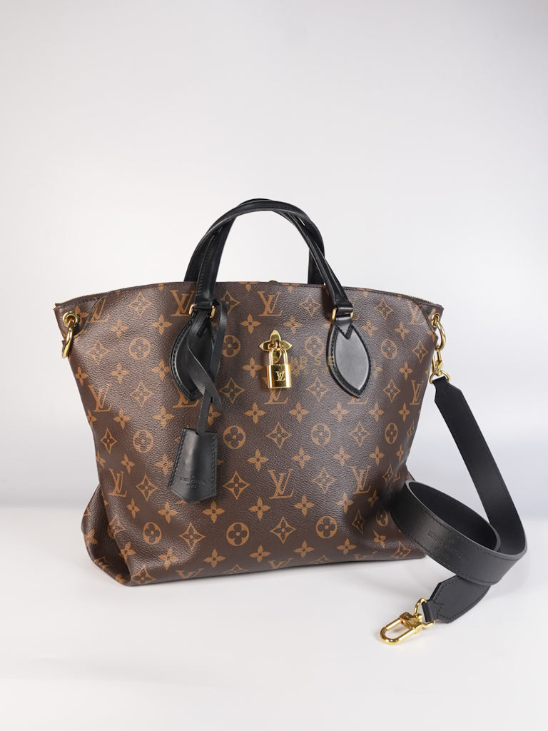Flower Zip Tote MM Monogram Canvas and Black Leather Trim (Date Code: MI2119) | Purse Maison Luxury Bags Shop