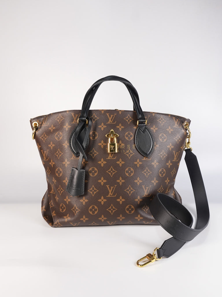 Flower Zip Tote MM Monogram Canvas and Black Leather Trim (Date Code: MI2119) | Purse Maison Luxury Bags Shop