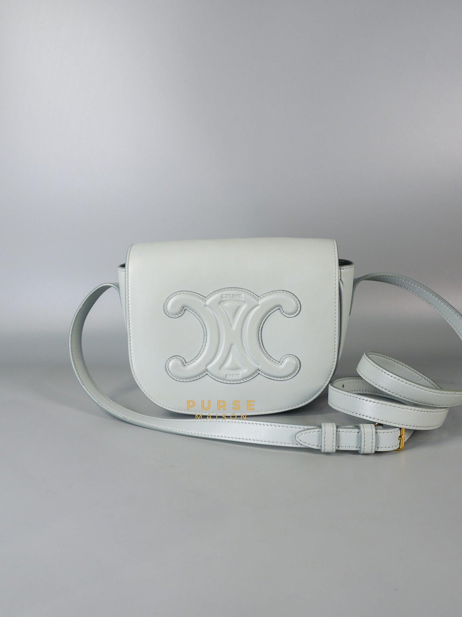 Folco Cuir Soft Blue in Smooth Calfskin Leather | Purse Maison Luxury Bags Shop