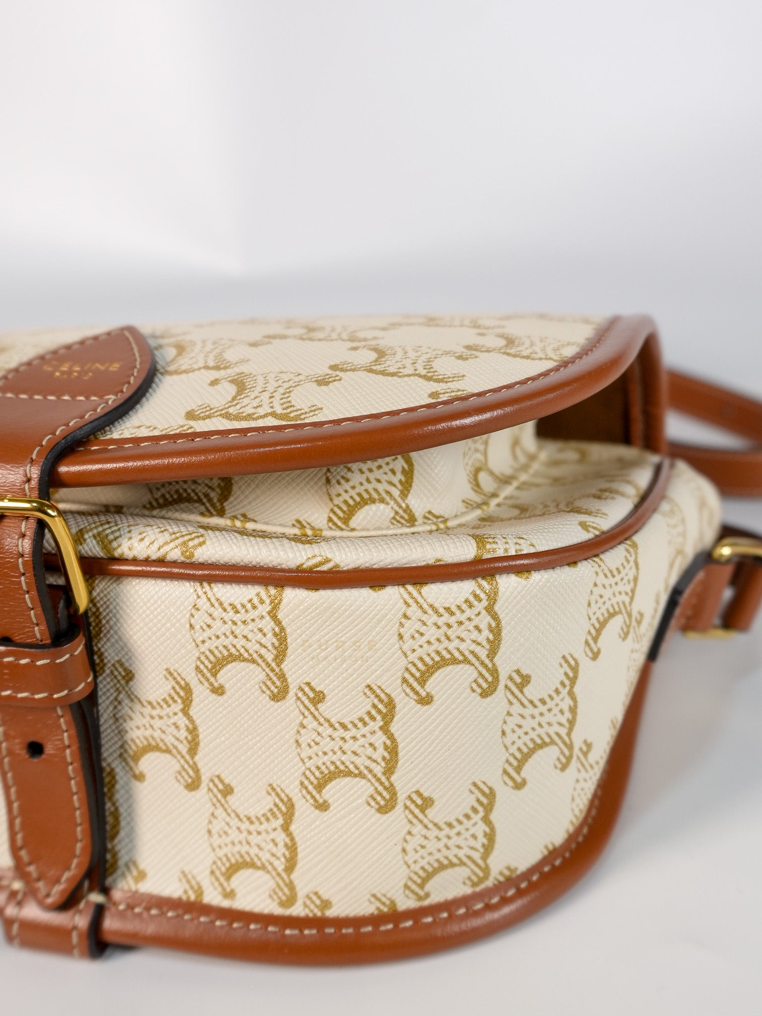 Folco Medium in Triomphe Canvas White Calfskin Leather | Purse Maison Luxury Bags Shop