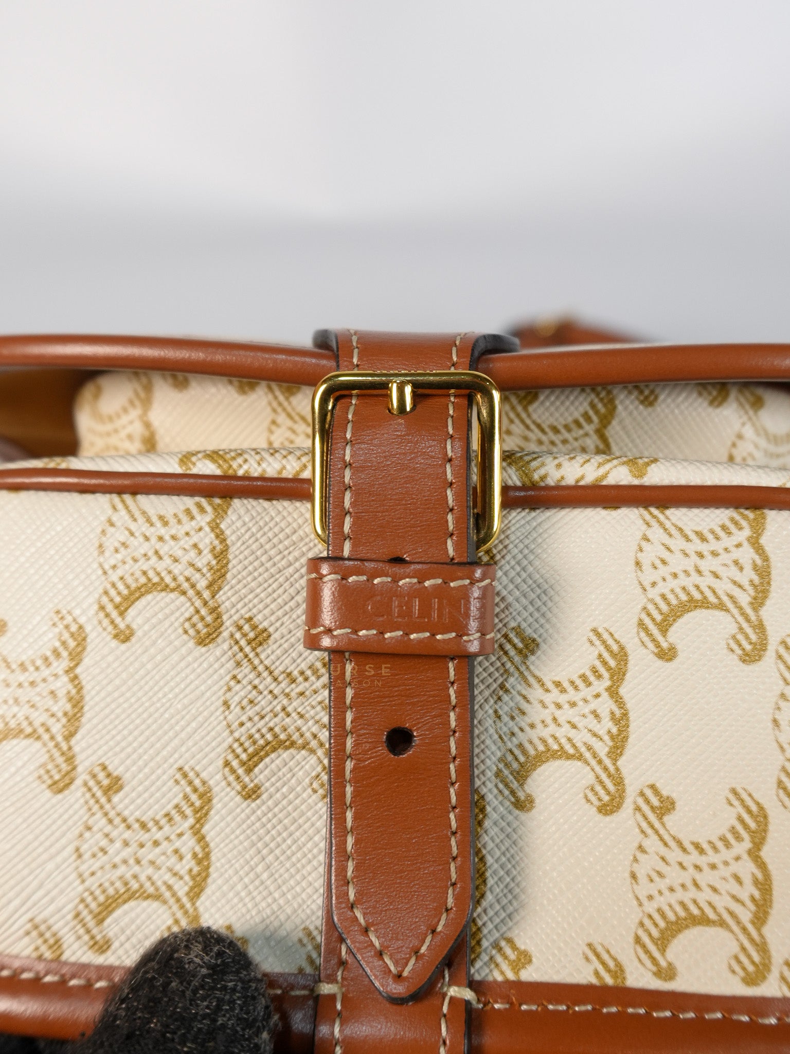 Folco Medium in Triomphe Canvas White Calfskin Leather | Purse Maison Luxury Bags Shop