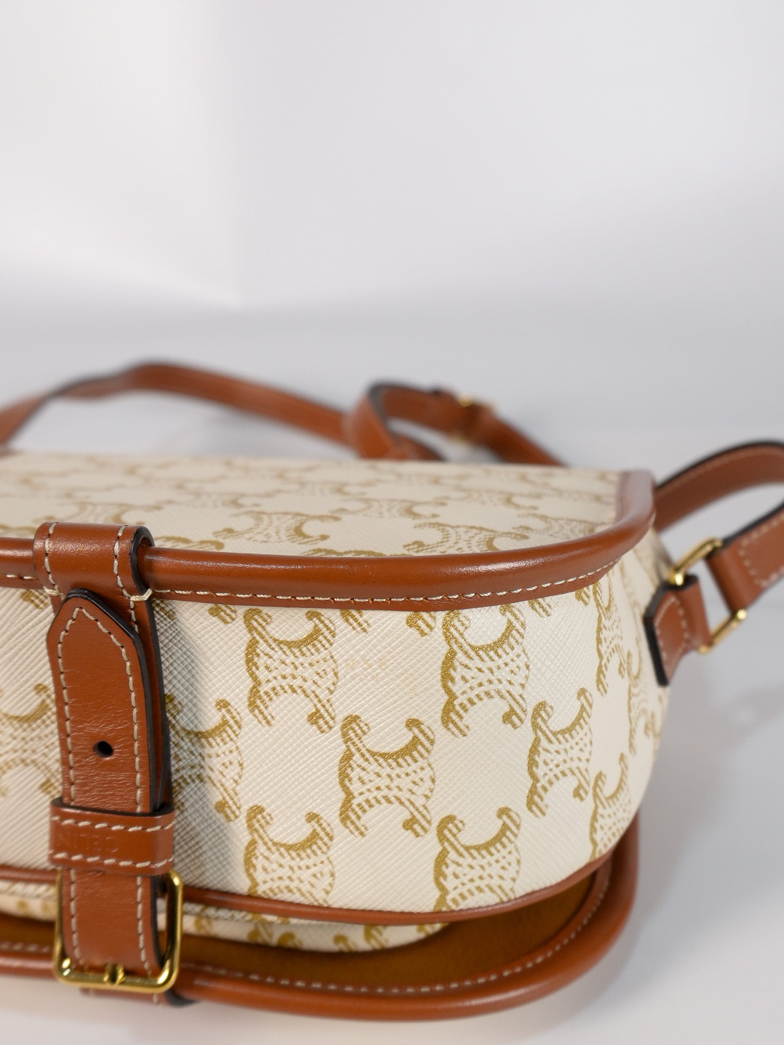Folco Medium in Triomphe Canvas White Calfskin Leather | Purse Maison Luxury Bags Shop