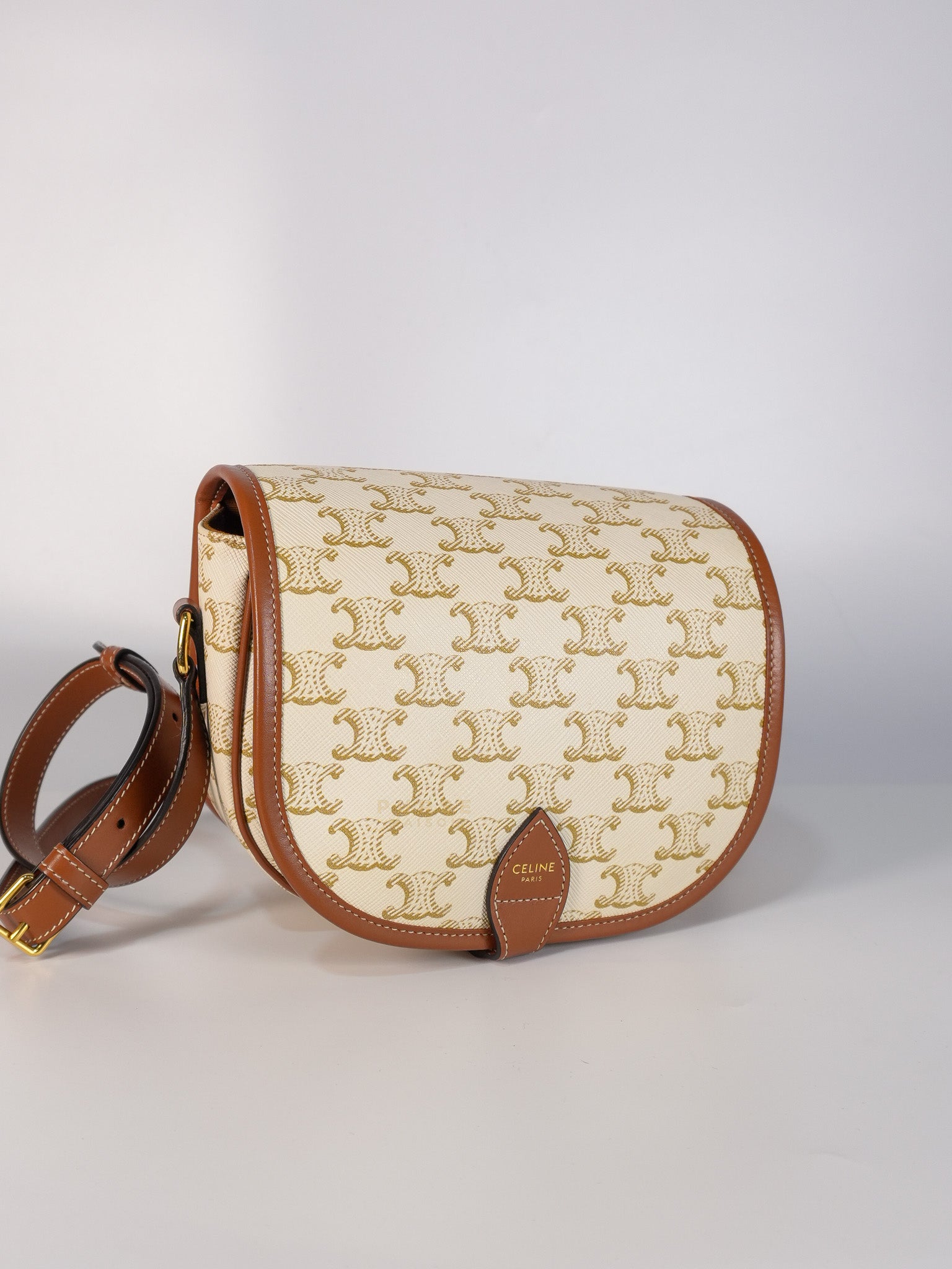 Folco Medium in Triomphe Canvas White Calfskin Leather | Purse Maison Luxury Bags Shop