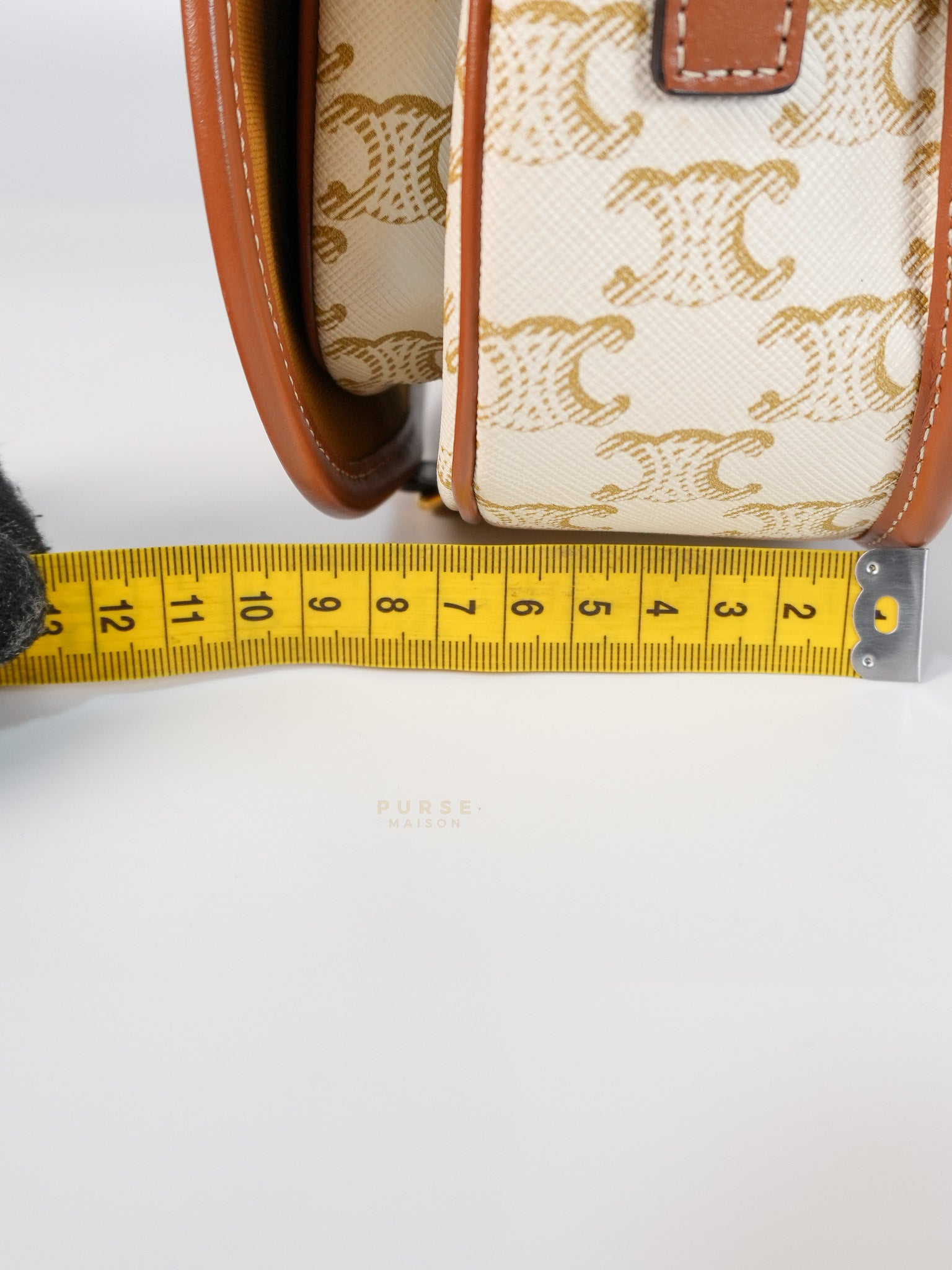 Folco Medium in Triomphe Canvas White Calfskin Leather | Purse Maison Luxury Bags Shop