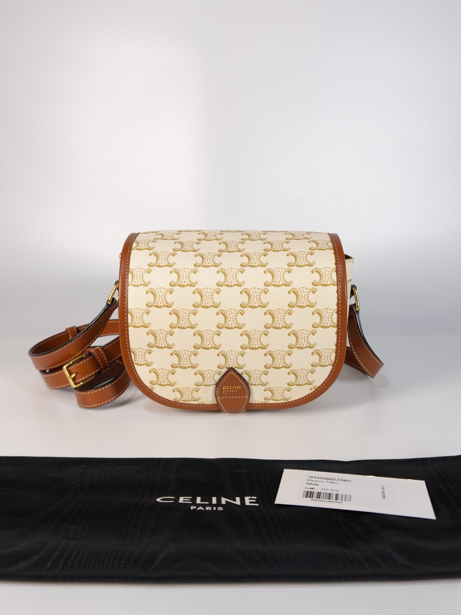 Folco Medium in Triomphe Canvas White Calfskin Leather | Purse Maison Luxury Bags Shop