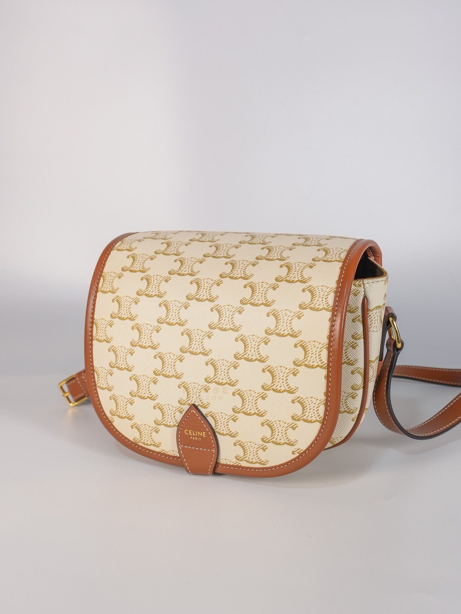 Folco Medium in Triomphe Canvas White Calfskin Leather | Purse Maison Luxury Bags Shop