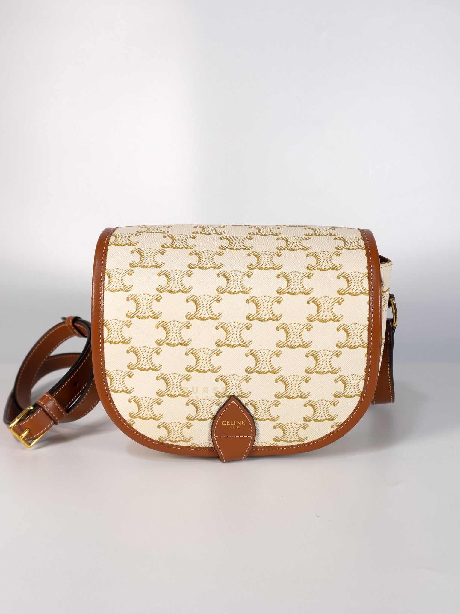Folco Medium in Triomphe Canvas White Calfskin Leather | Purse Maison Luxury Bags Shop