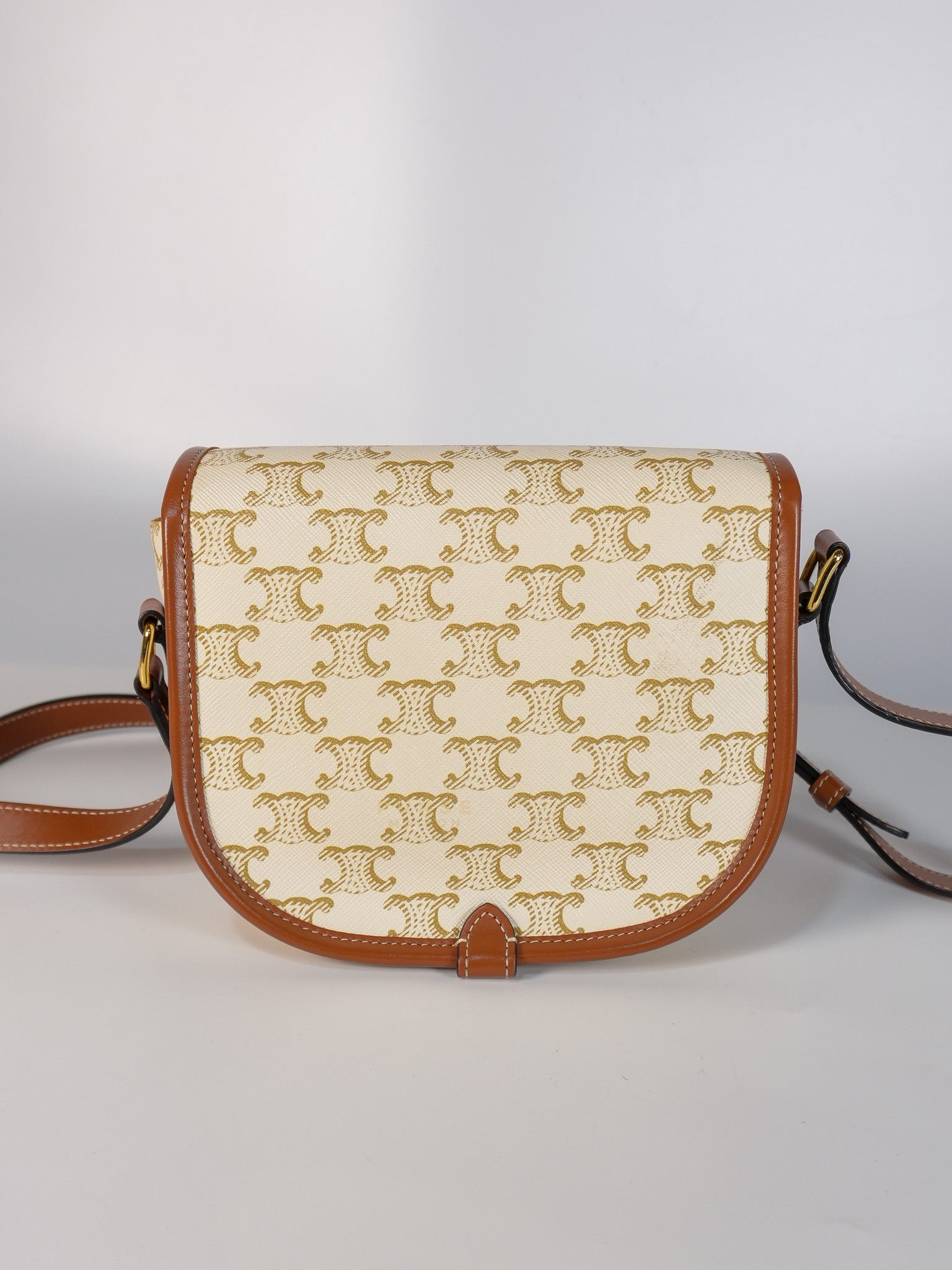 Folco Medium in Triomphe Canvas White Calfskin Leather | Purse Maison Luxury Bags Shop