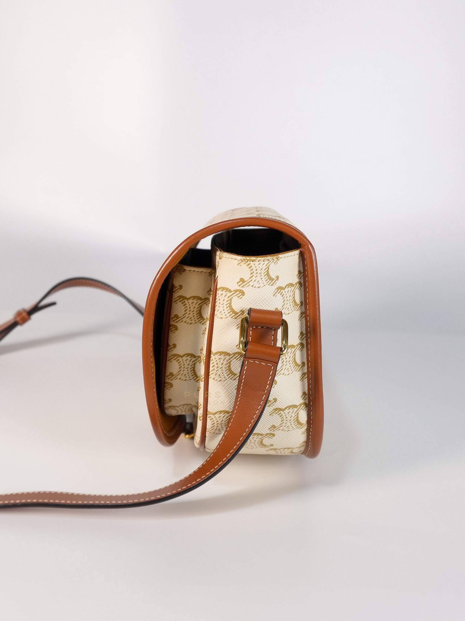 Folco Medium in Triomphe Canvas White Calfskin Leather | Purse Maison Luxury Bags Shop